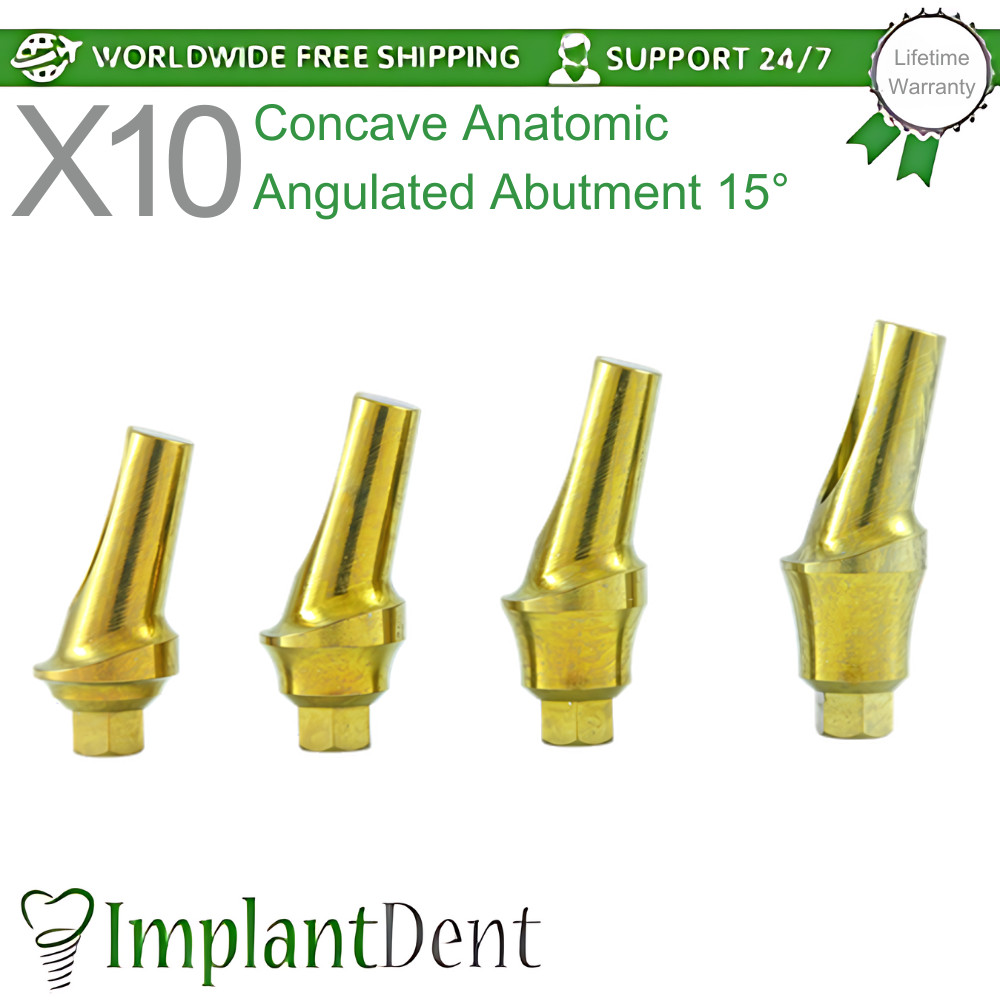 10x Concave Anatomic Angulated Dental Prosthetics 15° Int Hex 2.42 Connection