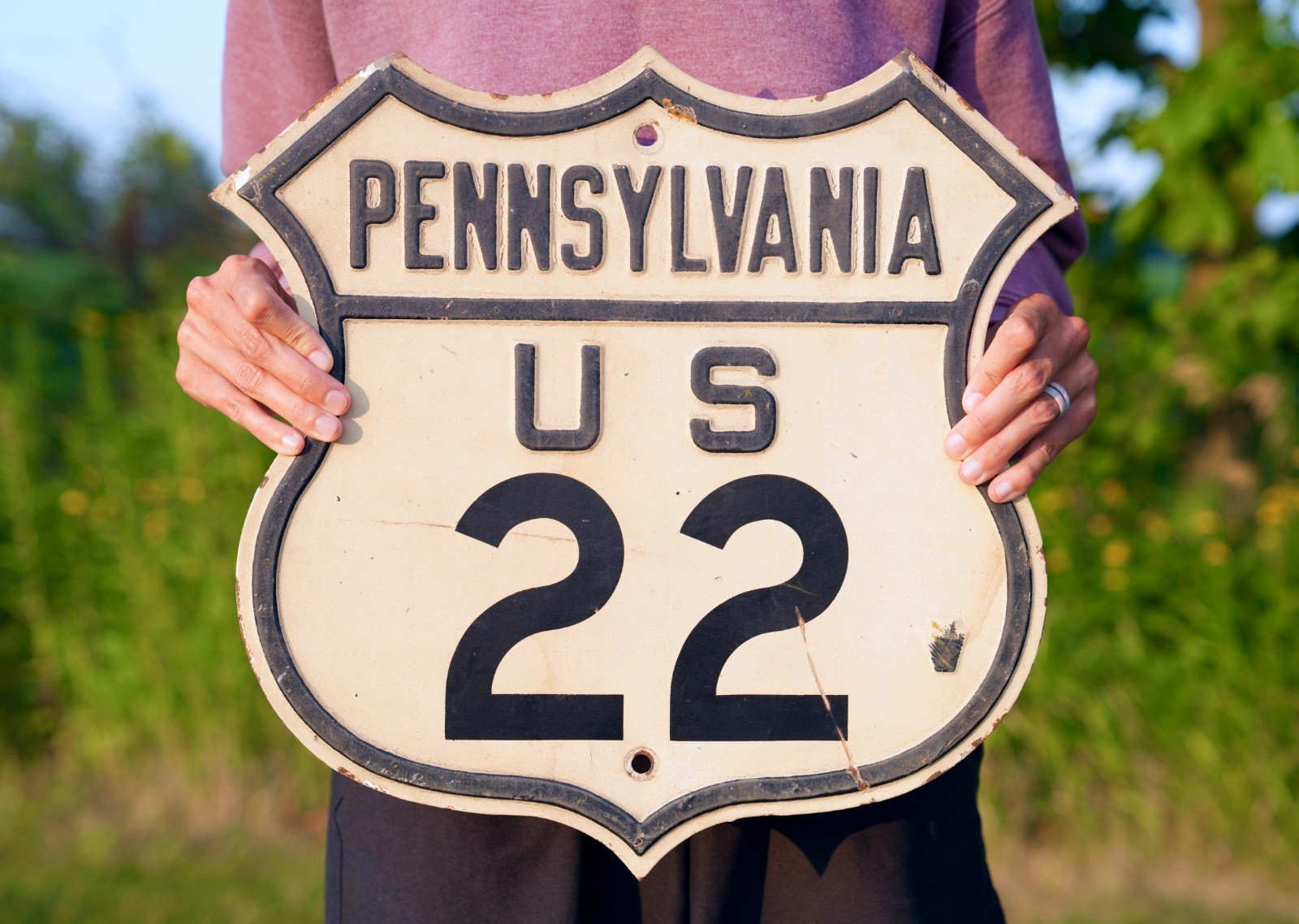 Pennsylvania Shield Sign ROUTE 22 Highway Badge Antique Vintage 1930s Pennsylvania Shield Sign ROUTE 22 Highway Badge Antique Vintage 1930s