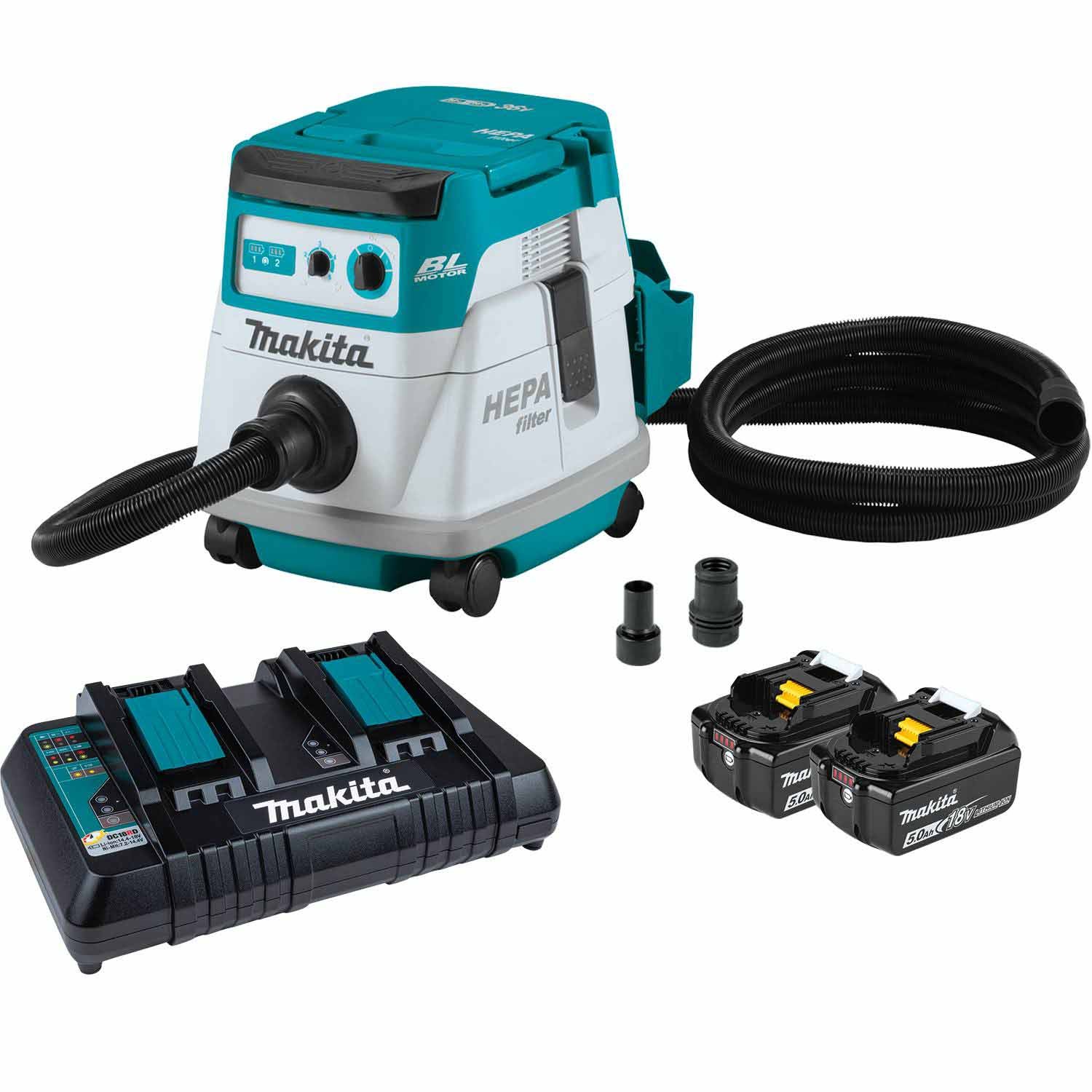 Makita XCV21PTX 36V (18V X2) LXT HEPA Dry Dust Extractor 2.1 Gal Kit