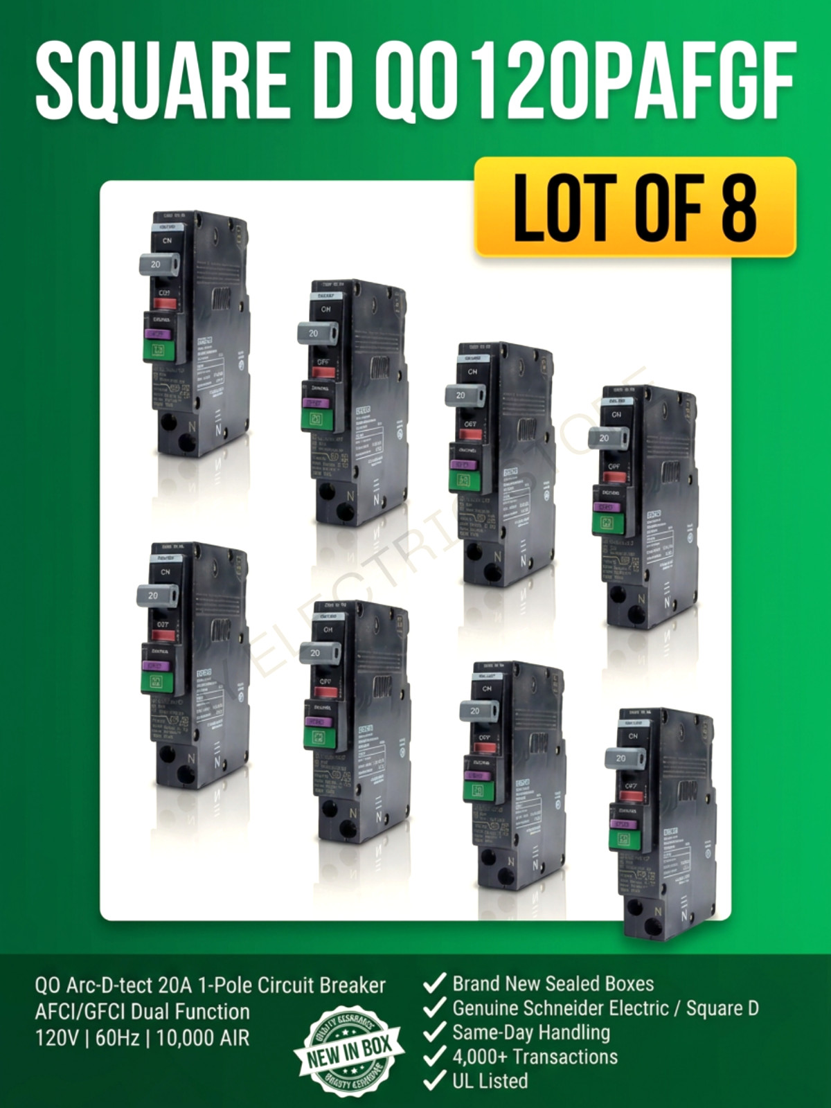 SQUARE D QO120PAFGF 20AMP AFCI/GFCI DUAL FUNCTION PLUG-ON BRAND NEW( LOT 8)