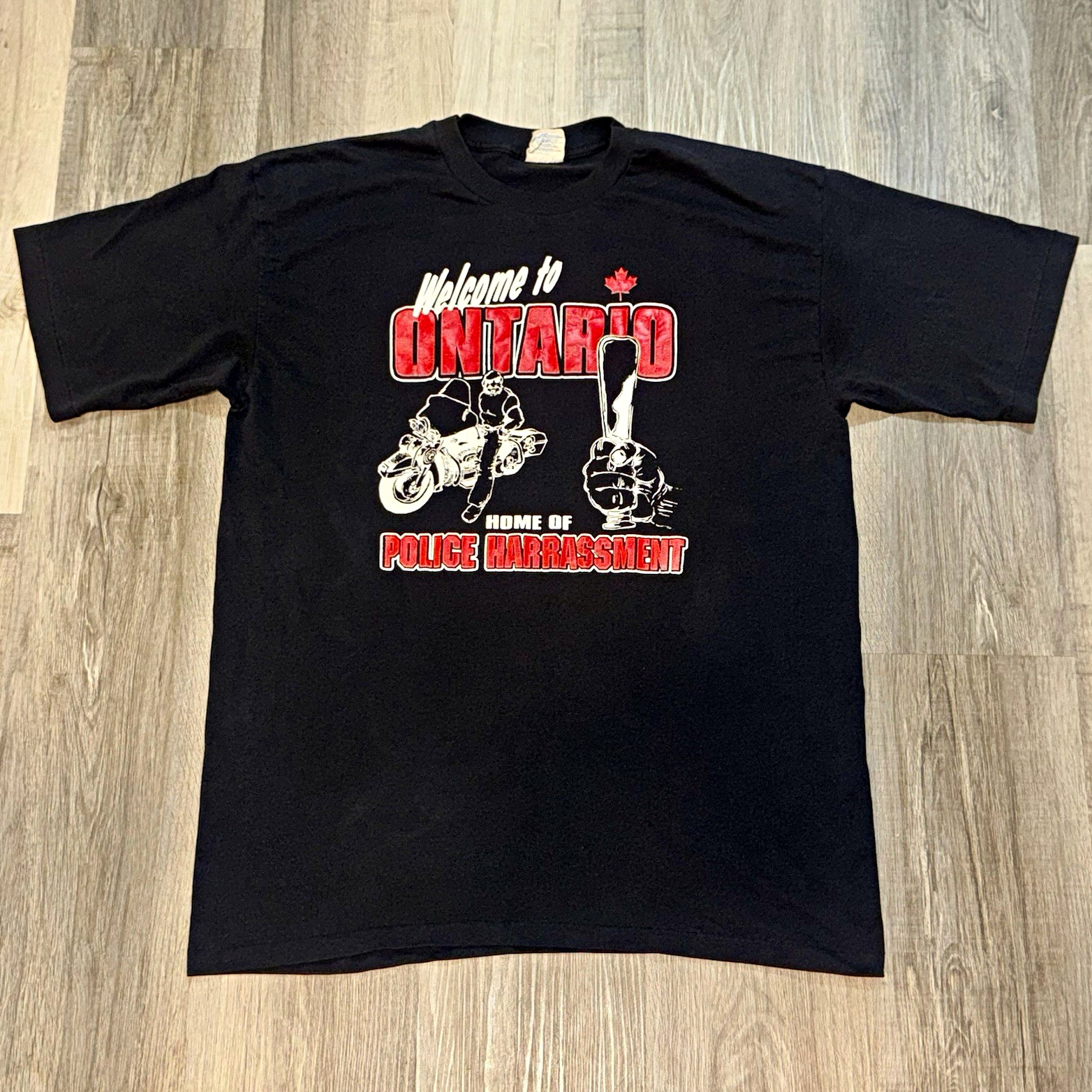 Rare VTG 90s Banshee Bikers Welcome to Ontario Home of Police Brutally Tee Shirt