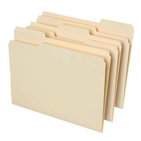 Office Depot 810838 1/3 Cut Brand File Folders - Manila, Pack of 100