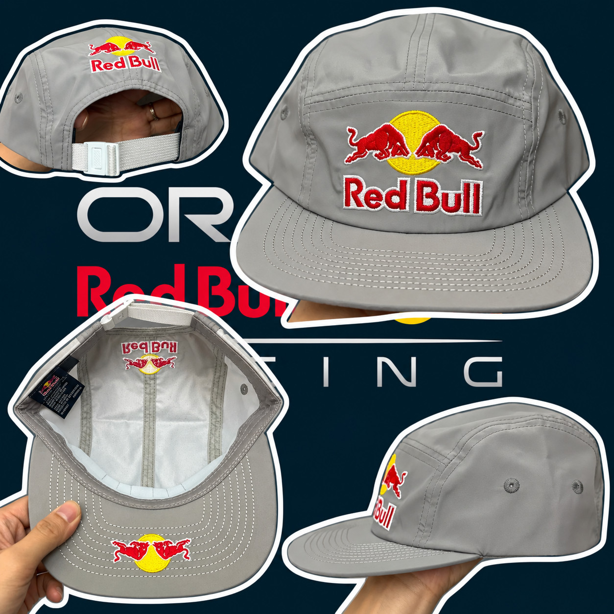 Vintage Red Bull 5 Panel Cap Gray Embroidered Streetwear Adjustable Hat Unisex
