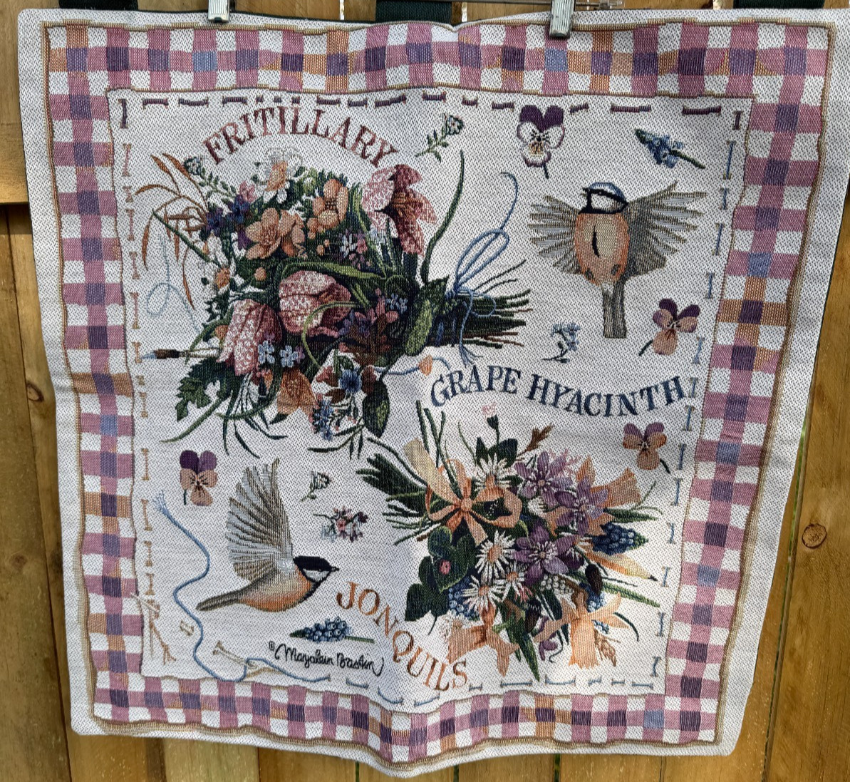Vintage 90s Cross Stitch Tapestry Marjolein Bastin Wall Hanging Birds Floral 26\