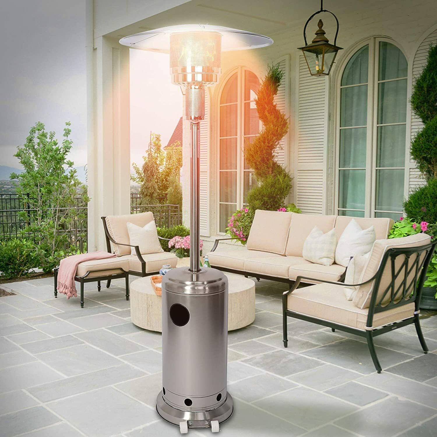 36000 BTU Propane Patio Heater Outdoor Stainless Steel Commercial w/ Wheels 36000 BTU Propane Patio Heater Outdoor Stainless Steel Commercial w/ Wheels
