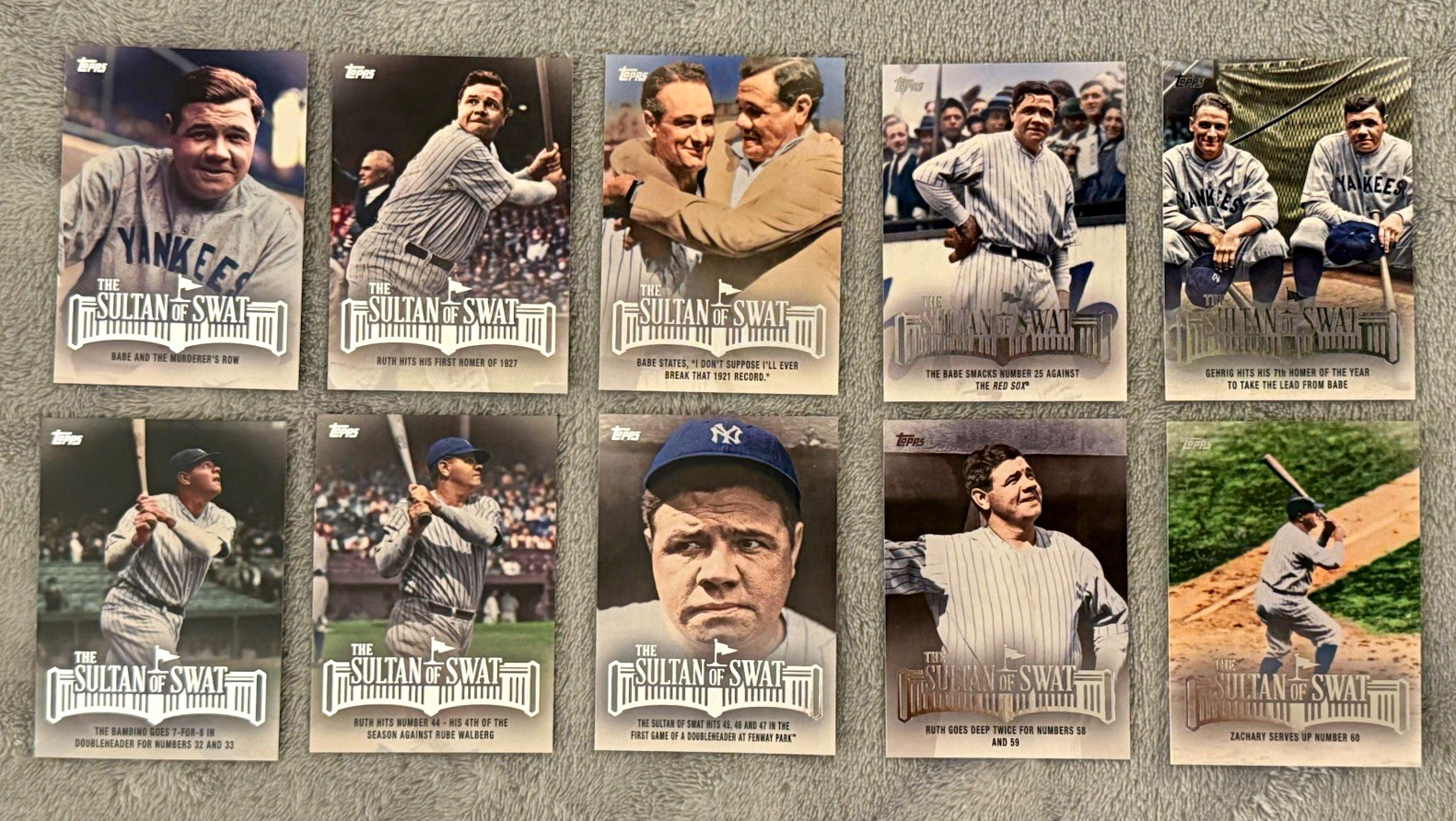 2015 Topps: The Sultan of Swat Babe Ruth Complete Set (RUTH-1-10) Gehrig/Yankees