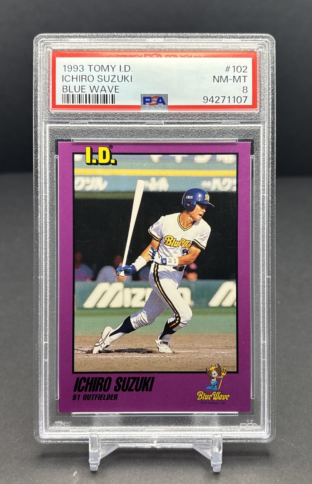 1993 TOMY I.D. Japanese Pro Baseball #102 Ichiro Suzuki Orix Blue Wave RC PSA 8