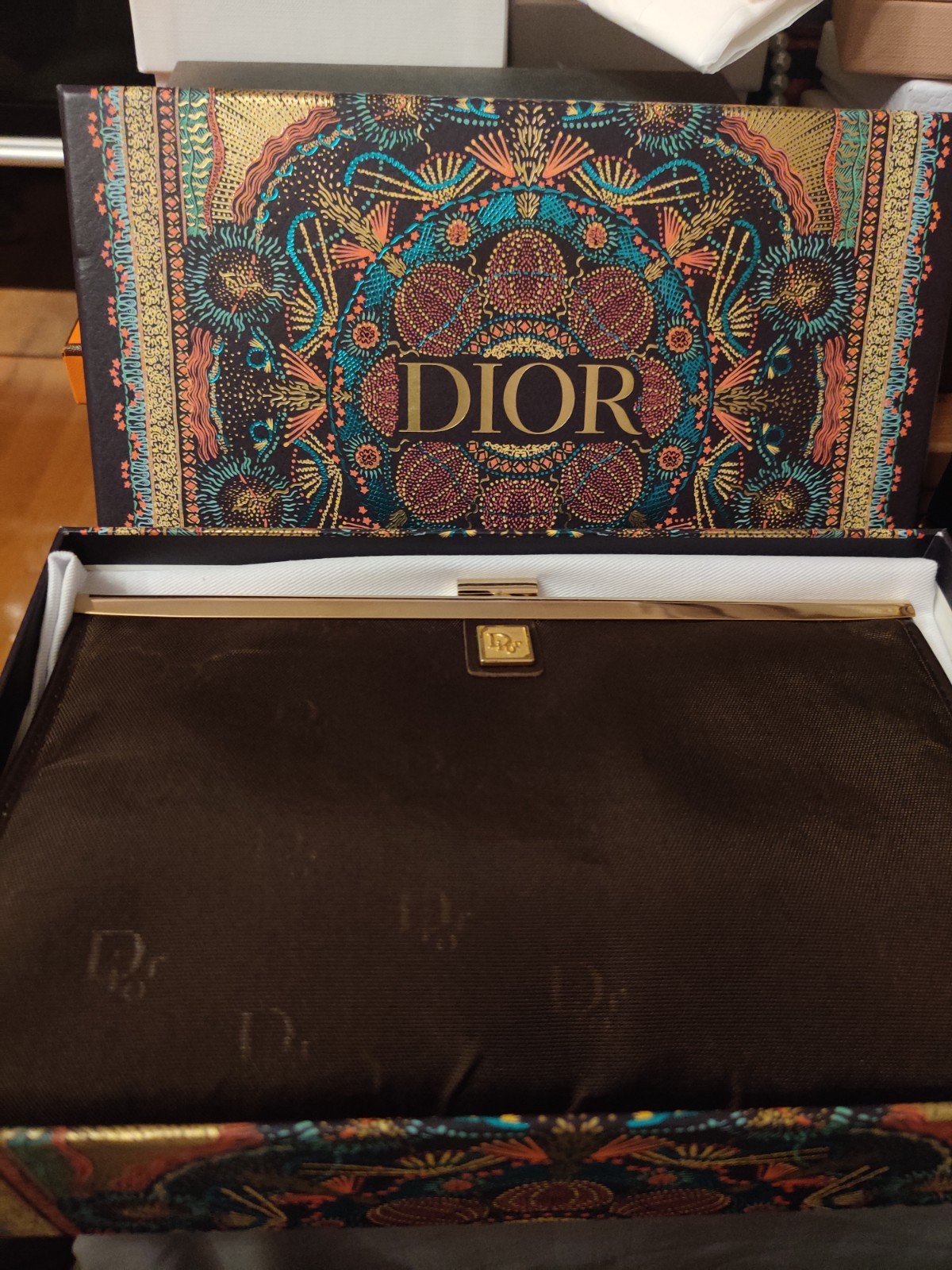 CHRISTIAN DIOR Collectors Find Kiss Lock CD Monogram Coated Canvas Clutch. CHRISTIAN DIOR Collectors Find Kiss Lock CD Monogram Coated Canvas Clutch.
