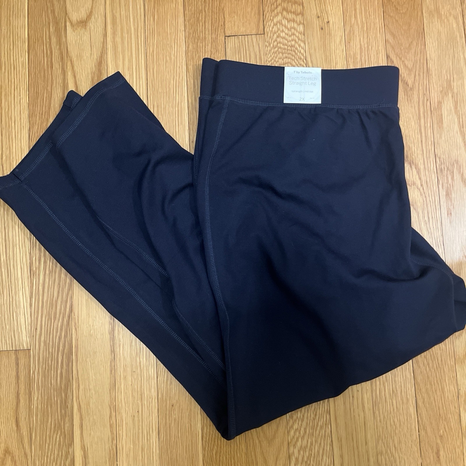 T By TALBOTS Women Navy TECH STRETCH STRAIGHT PULL-ON Pant Mid Rise Full Length T By TALBOTS Women Navy TECH STRETCH STRAIGHT PULL-ON Pant Mid Rise Full Length