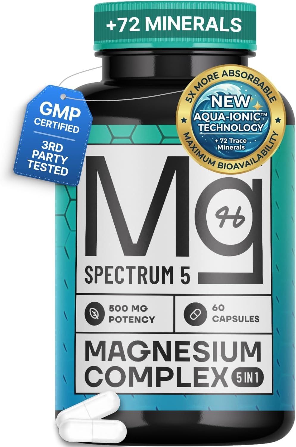 Spectrum 5 Magnesium | 5-in-1 Complex | + 72 Trace Minerals for Enhanced Absorpt