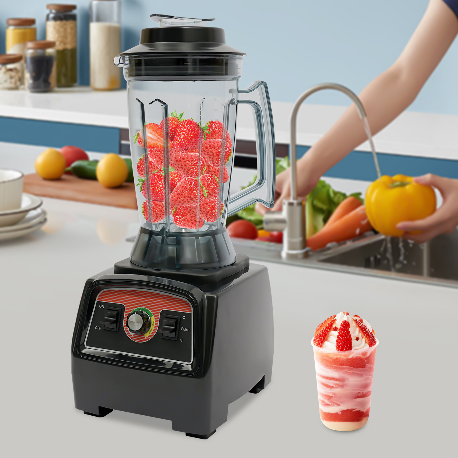 3.3HP 2800W Heavy Duty Commercial Blender Mixer Power Juicer Food Process 4L NEW 3.3HP 2800W Heavy Duty Commercial Blender Mixer Power Juicer Food Process 4L NEW