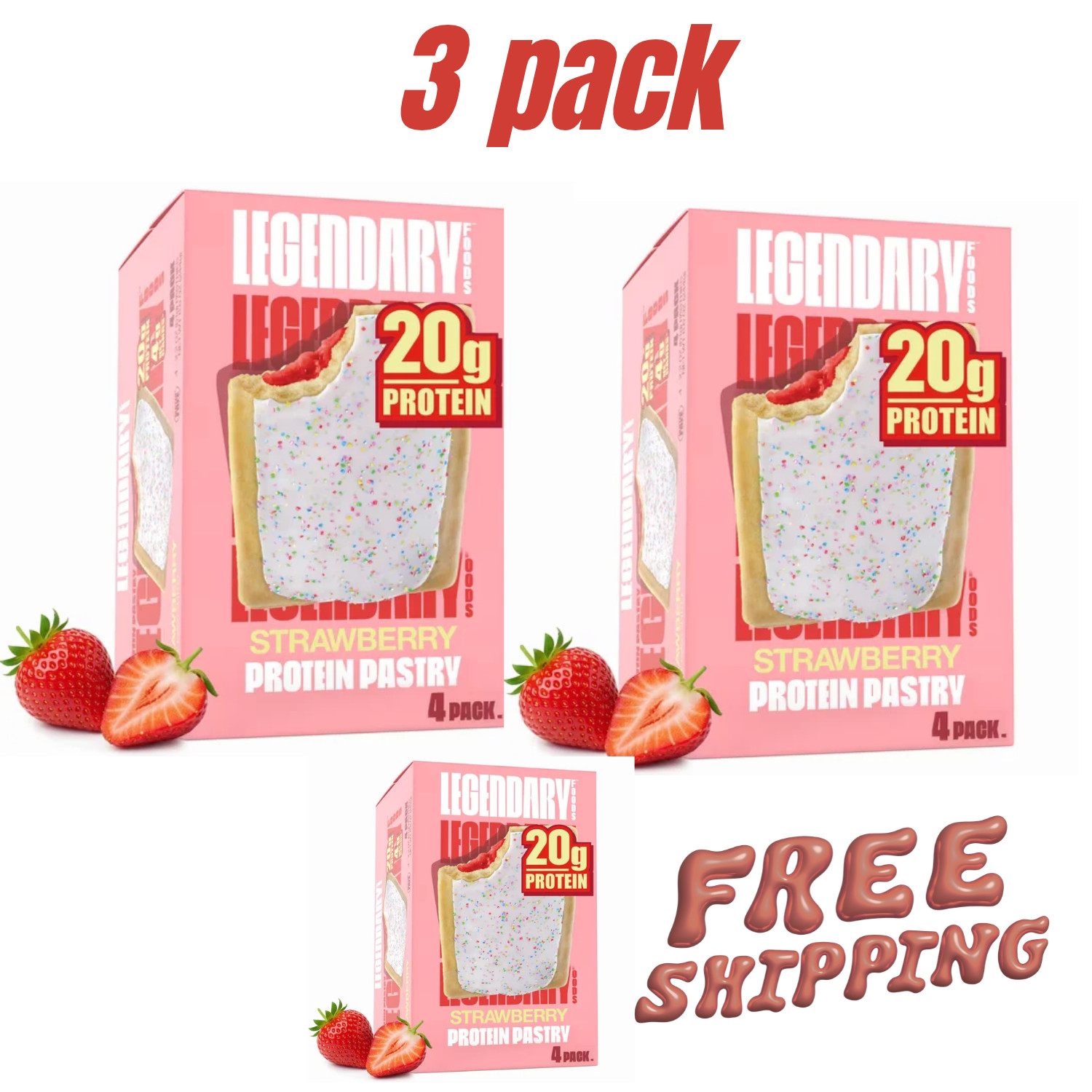 Legendary Foods Protein, Pastry - Strawberry 12 Pack (3box) - Protein Snack Legendary Foods Protein, Pastry - Strawberry 12 Pack (3box) - Protein Snack