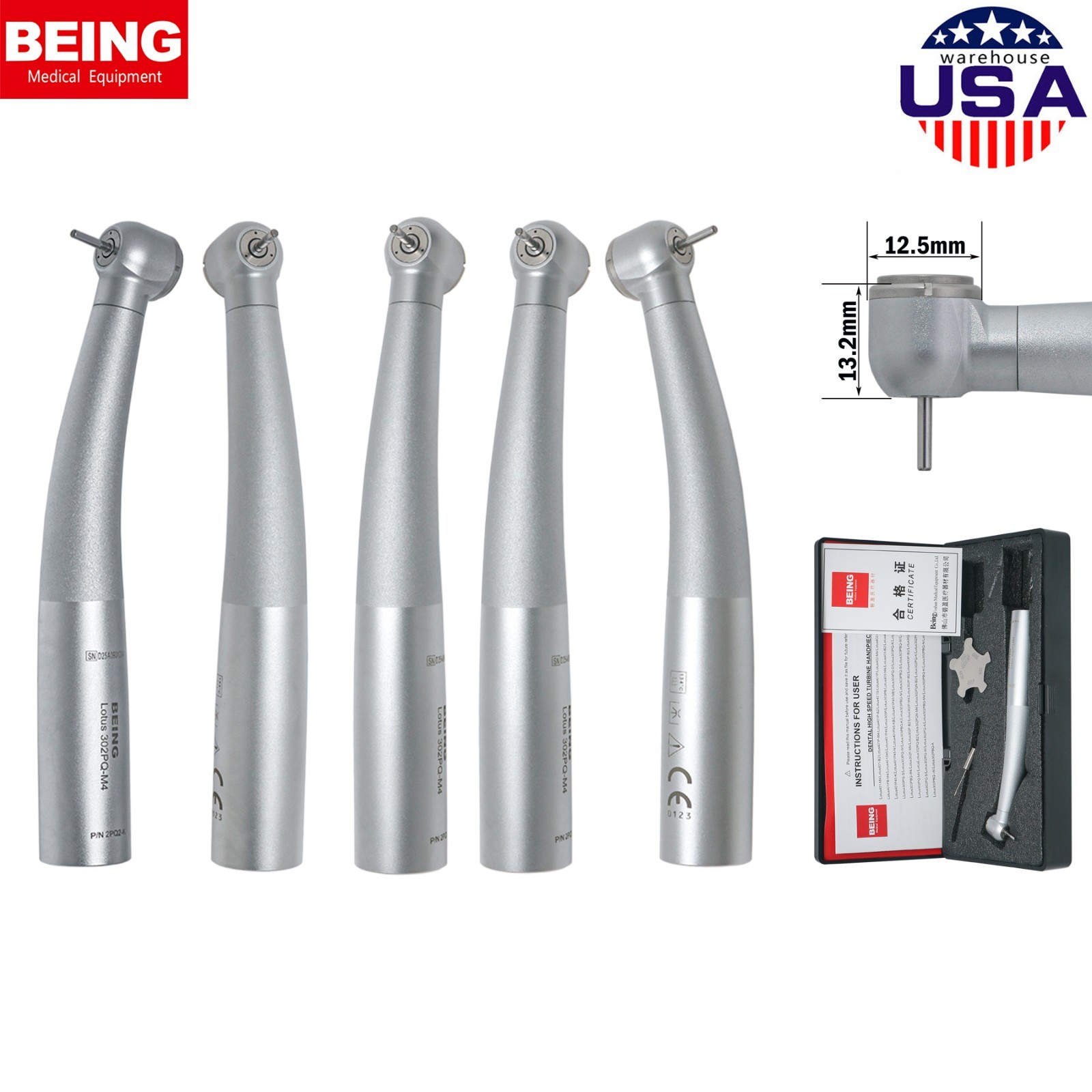 5Pc BEING Dental High Speed Air Turbine Handpiece For KAVO MULTIflex Coupler 302