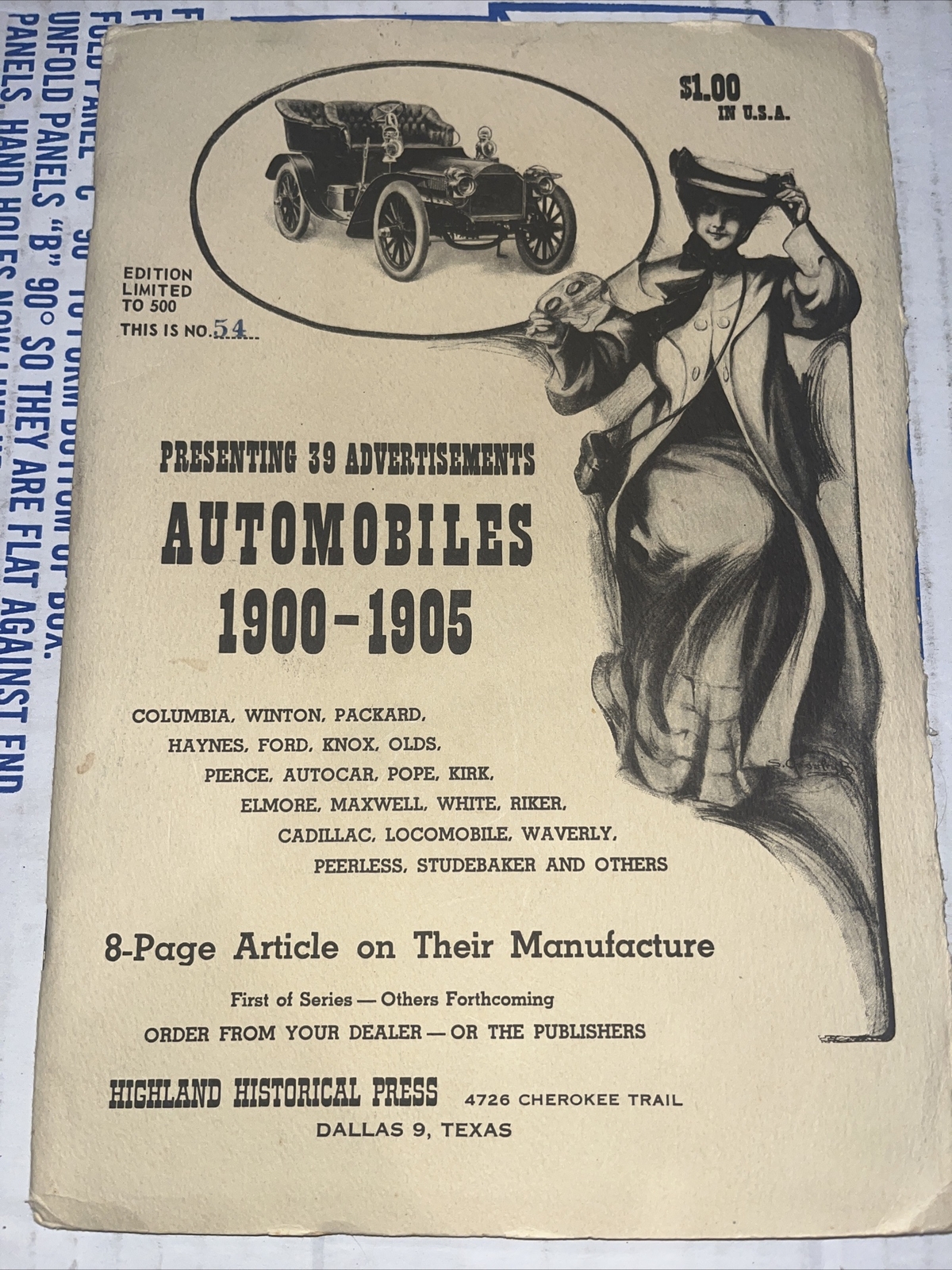 presenting 39 advertisements automobiles 1900-1905 limited edition