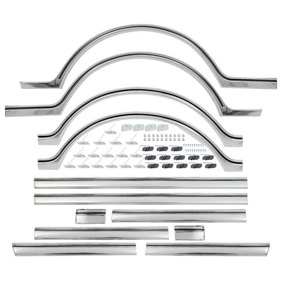 1967 1968 CHEVY GMC TRUCK SHORTBED BODY SIDE MOLDING KIT WITH CLIPS 67-90100-SBK