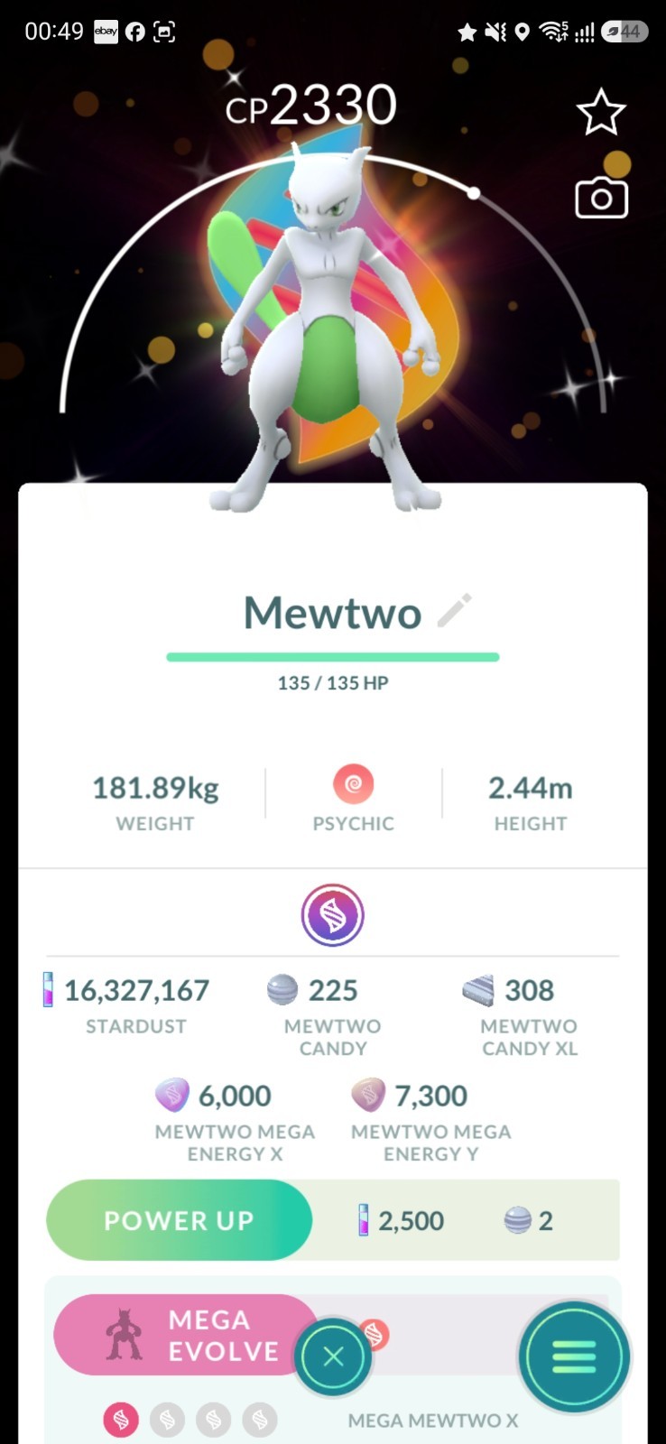 Shiny Mewtwo ( Special Mega Background✨️ ) Pokémon Trade✨️ GO