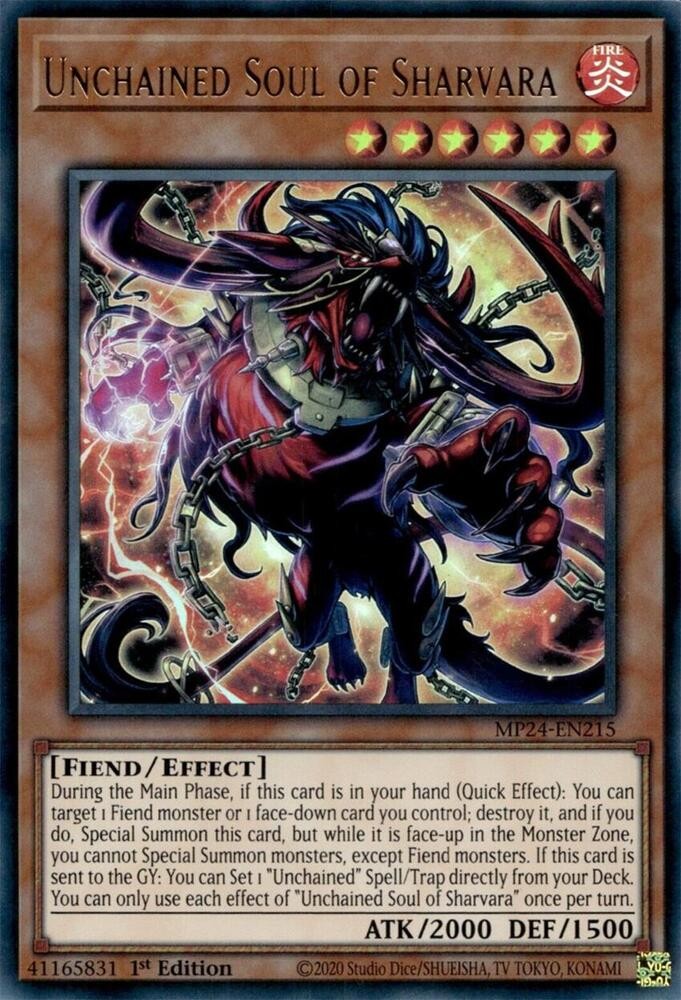 Yugioh Unchained Soul of Sharvara 1st Edition Ultra Rare MP24-EN215 NM