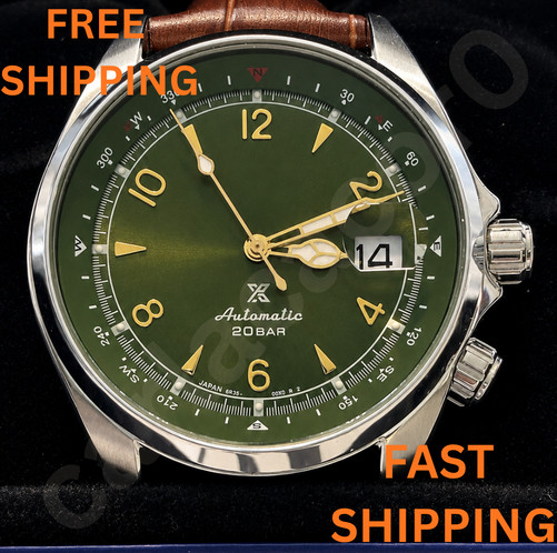 Custom Seiko Mod Alpinist Men's 40mm Automatic Mechanical Watch Green Dial Free*