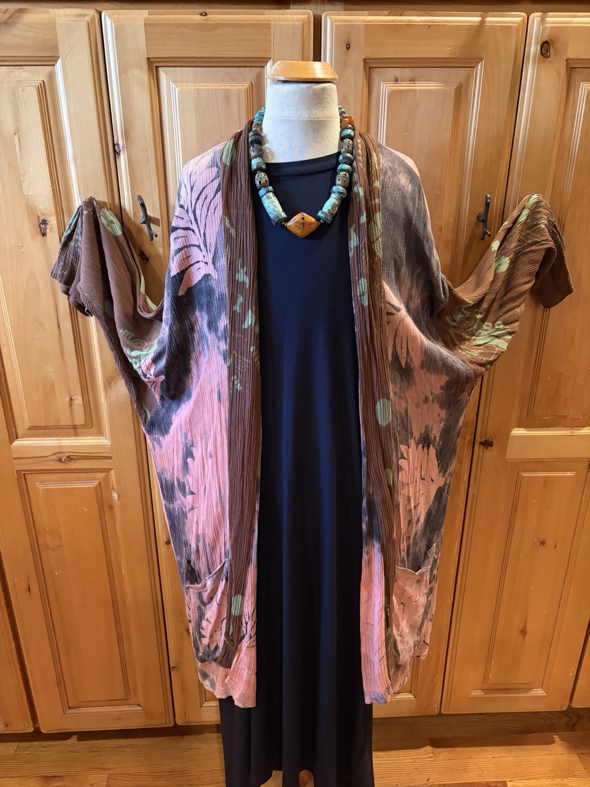 Amazing Art to Wear Vintage Kusnadi  Kimono/Jacket Rare Crepe Rayon Pink