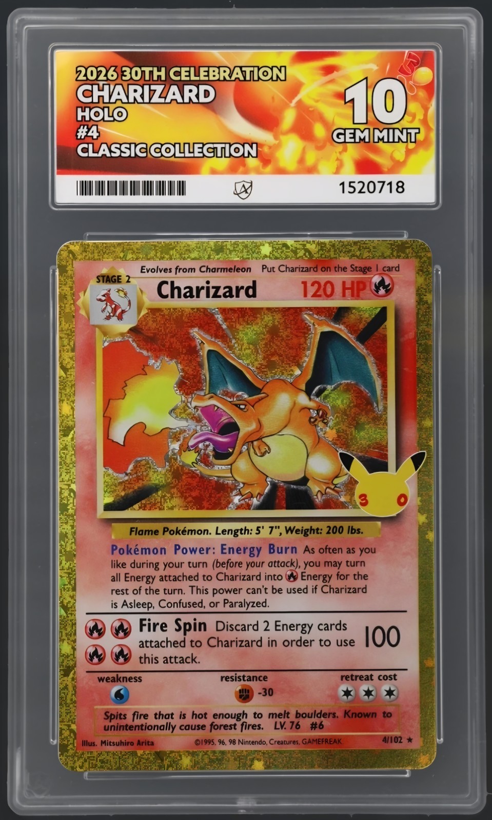 ACE 10 Charizard 30th Celebration - 4/102 - Holo Pokemon Card ACE 10 Charizard 30th Celebration - 4/102 - Holo Pokemon Card