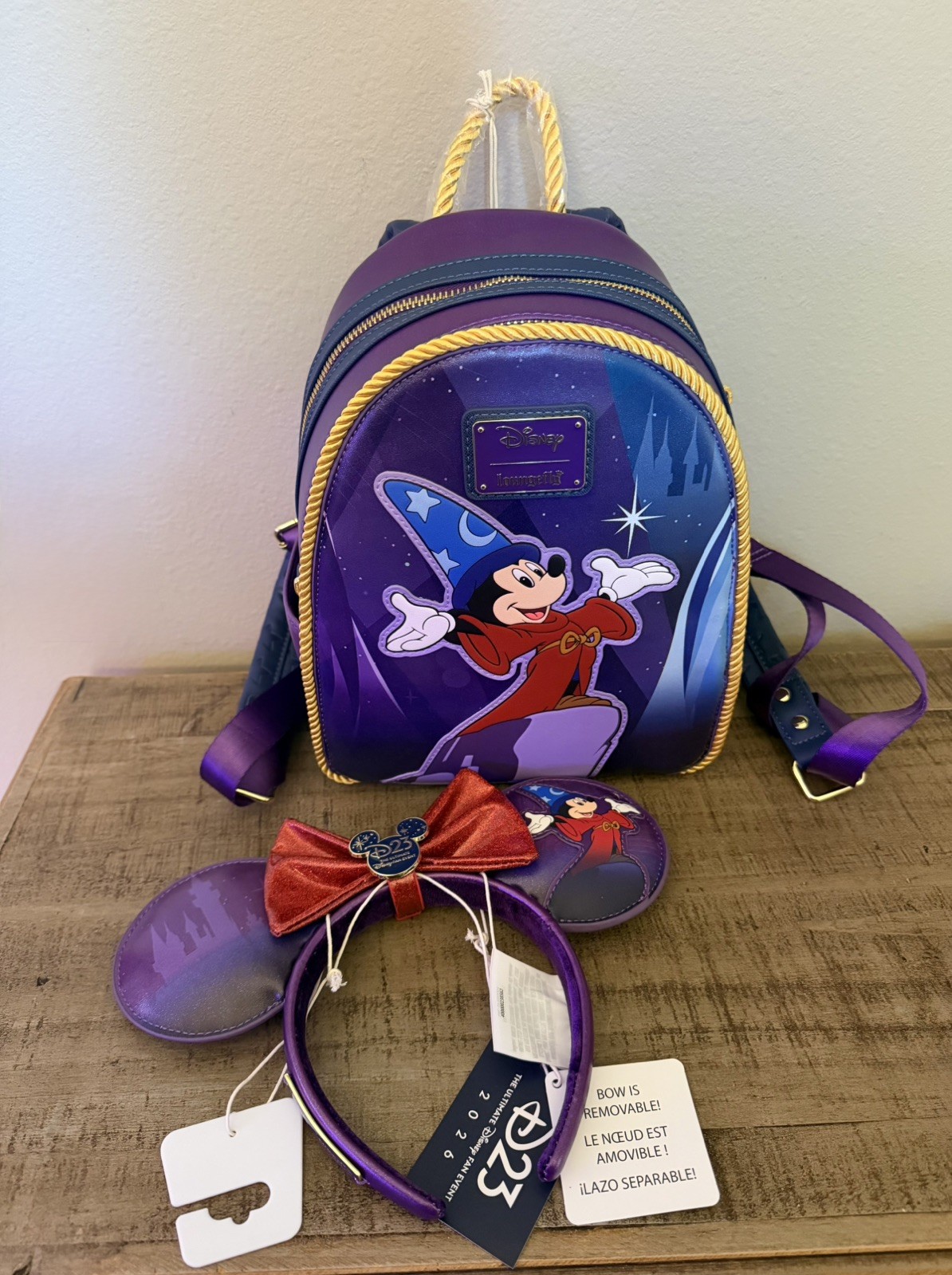 2026 D23 Disney Fantasia Sorcerer Mickey Loungefly Mini Backpack with ears NWT 2026 D23 Disney Fantasia Sorcerer Mickey Loungefly Mini Backpack with ears NWT