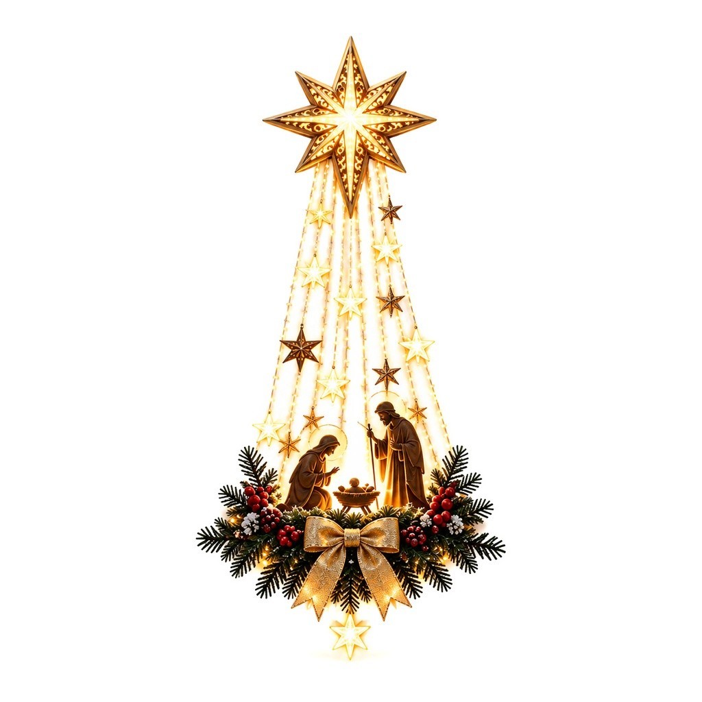 Nativity Wall Decor Christmas Holy Family Star LED Light Hanging Ornament Nativity Wall Decor Christmas Holy Family Star LED Light Hanging Ornament