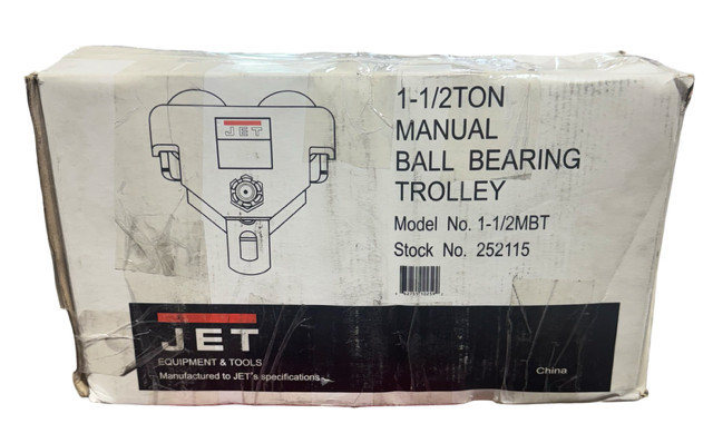 JET 1-1/2 Ton Manual Ball Bearing Trolley 252115 JET 1-1/2 Ton Manual Ball Bearing Trolley 252115