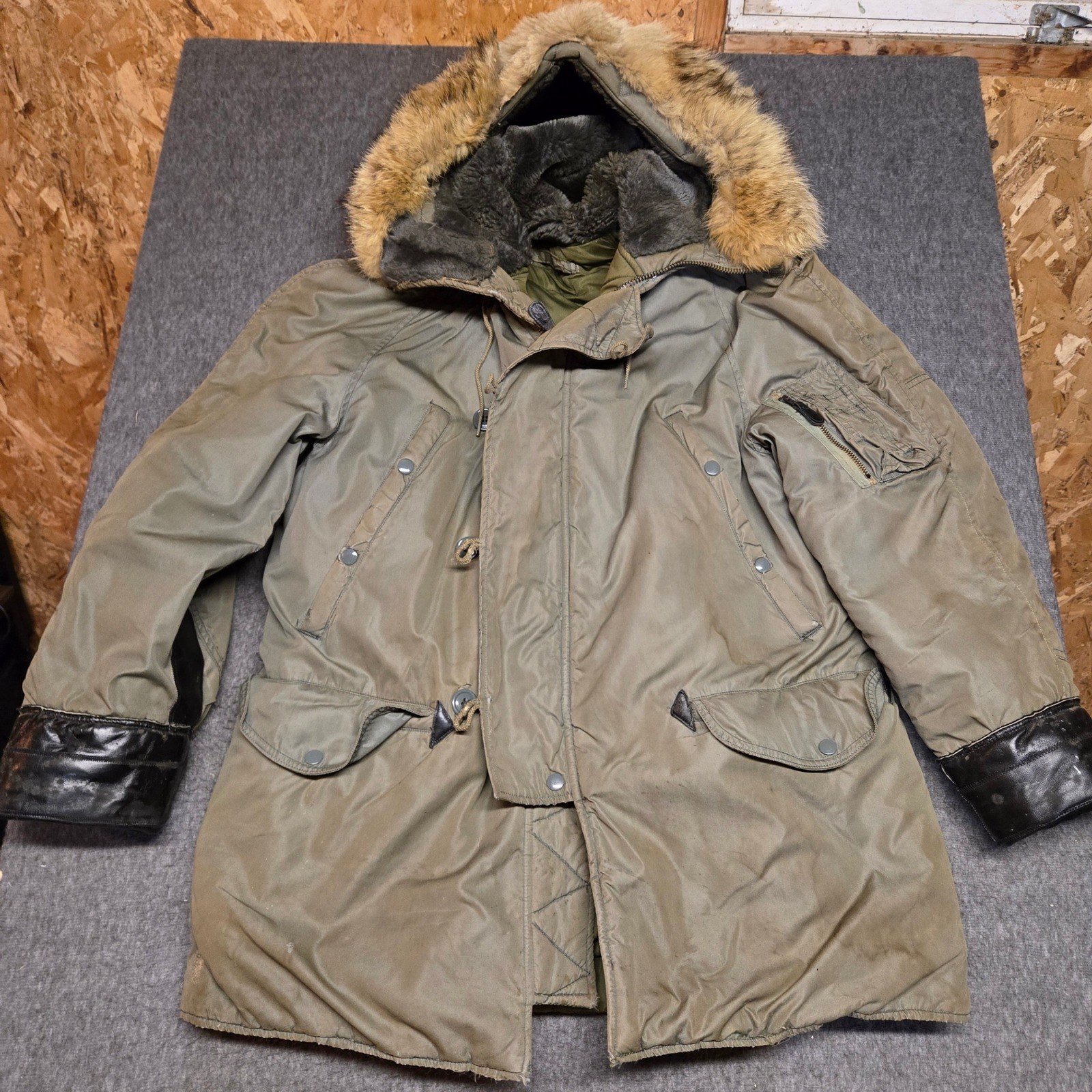 Vintage 50s 60s USAF N-3B Snorkel Parka Conmar Coyote Fur Flight Jacket Military