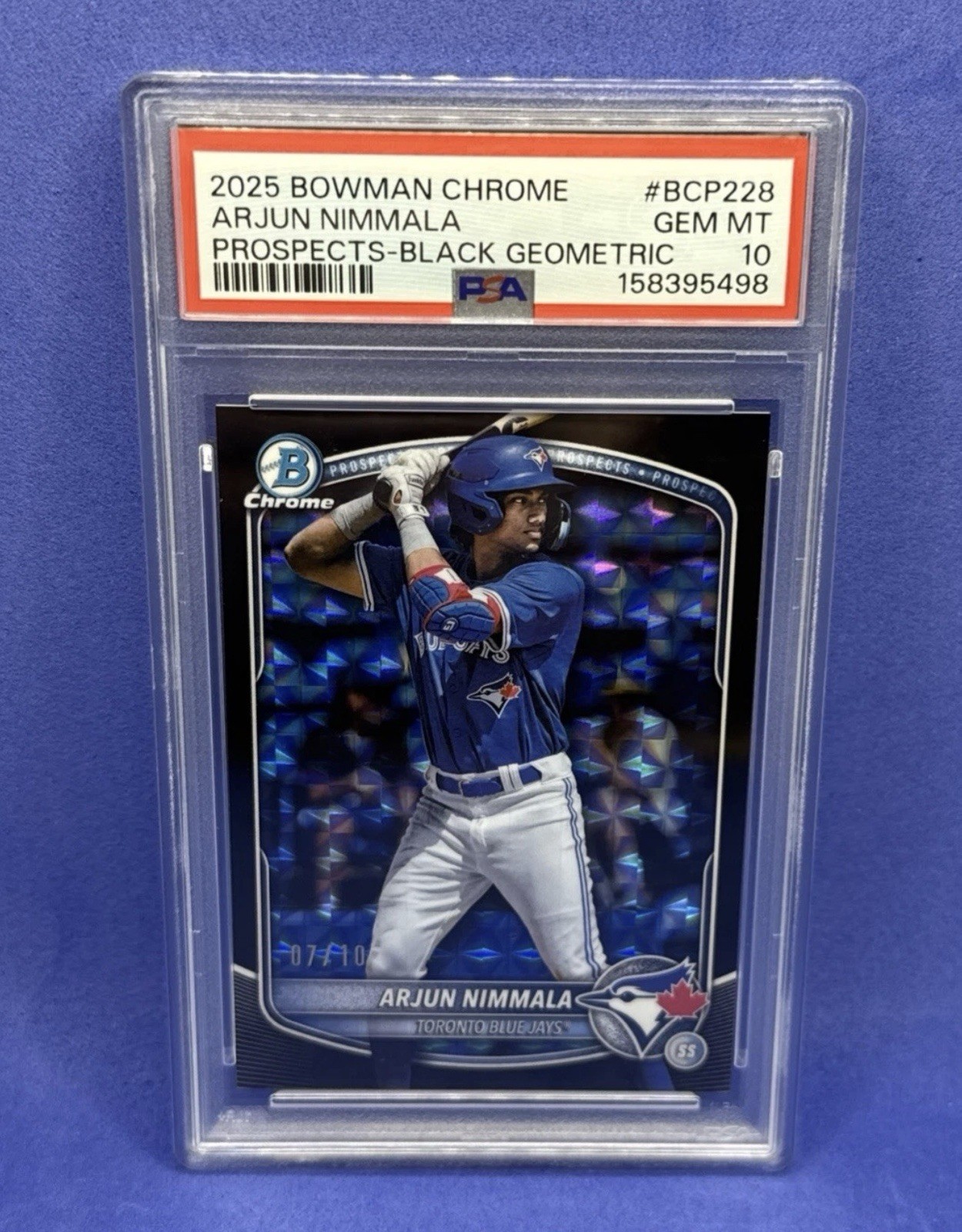 2025 Bowman Chrome Arjun Nimmala #BCP-228 Black Geometric PSA 10  /10 (RC)