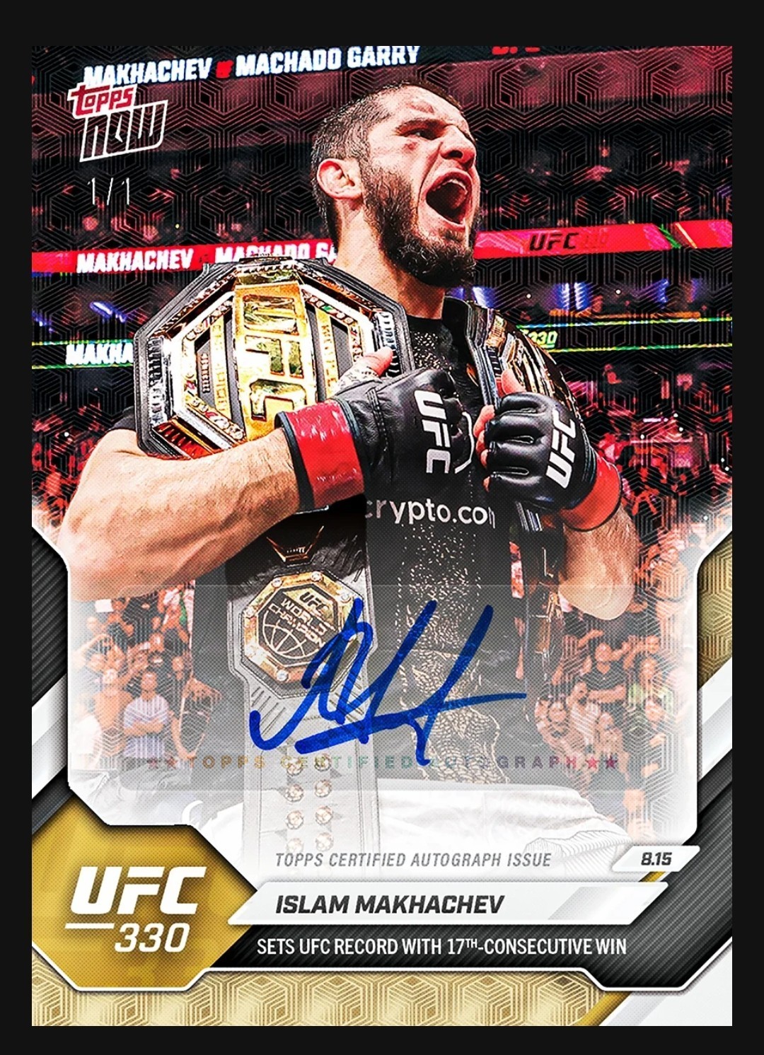 ISLAM MAKHACHEV 2026 TOPPS NOW UFC 330  1/1 CHANCE AUTOGRAPH REDEMPTION 🔥