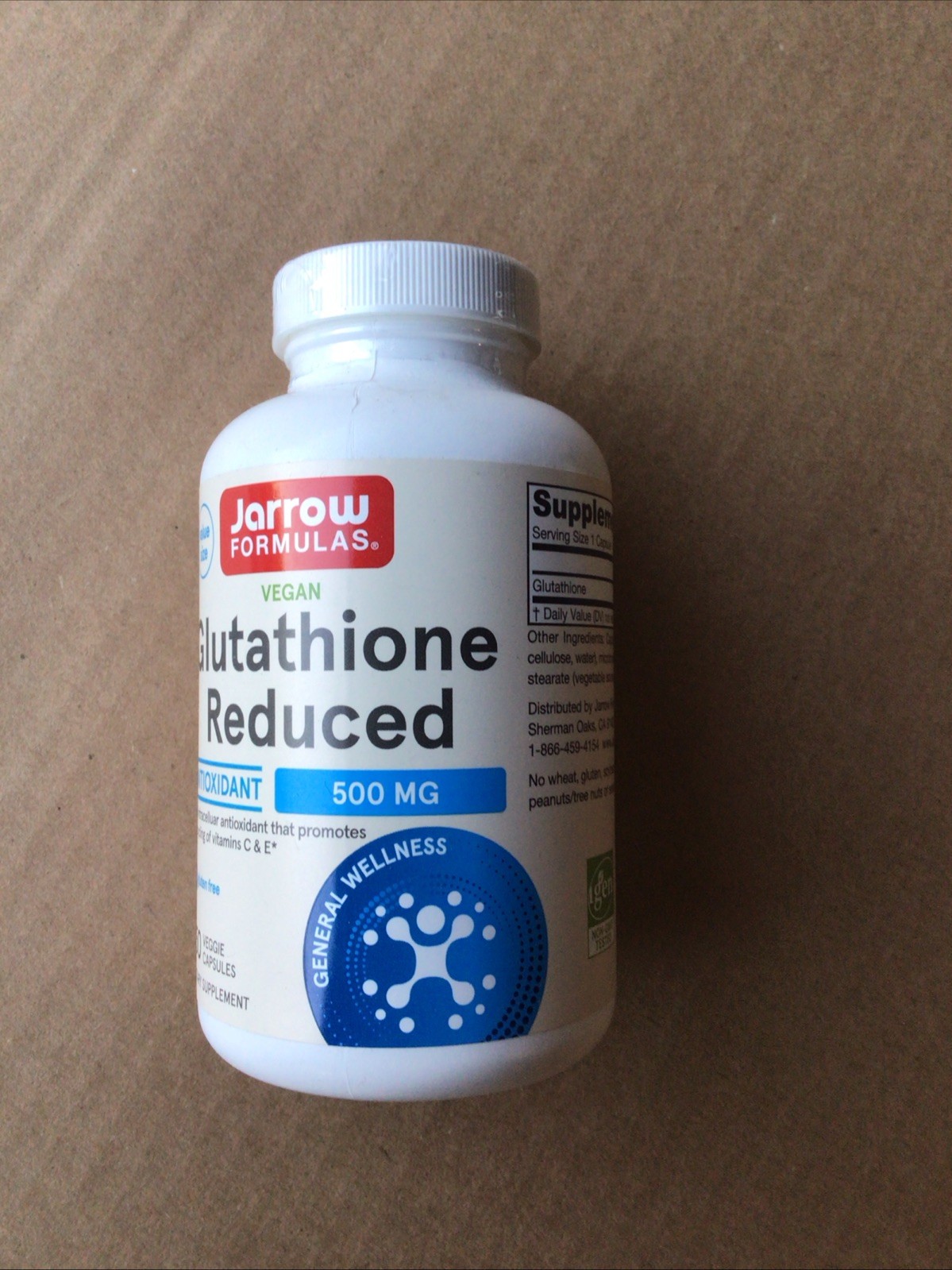 Jarrow Formulas Vegan Glutathione Reduced Antioxidant 500 MG 60 Caps Exp 11/28 Jarrow Formulas Vegan Glutathione Reduced Antioxidant 500 MG 60 Caps Exp 11/28