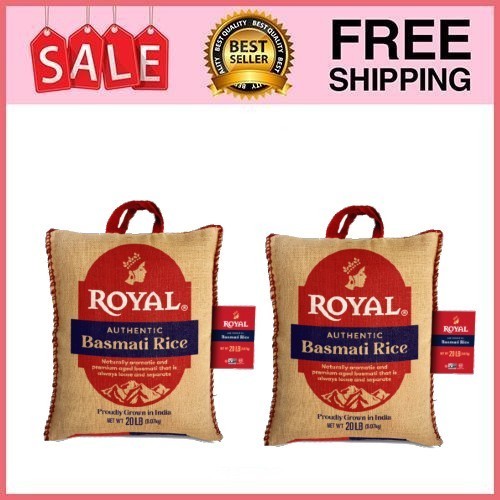 2 Bag Royal Naturally Aged Indian White Basmati Rice, Long-Grain,20 lb Bag 2 Bag Royal Naturally Aged Indian White Basmati Rice, Long-Grain,20 lb Bag