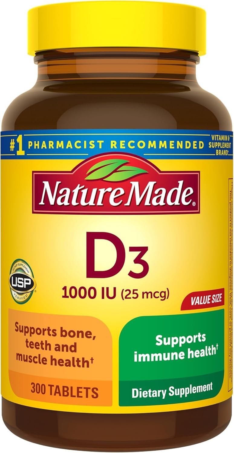 Nature Made Vitamin D3 1000 IU 25 mcg 300 Softgels Bone Immune Support