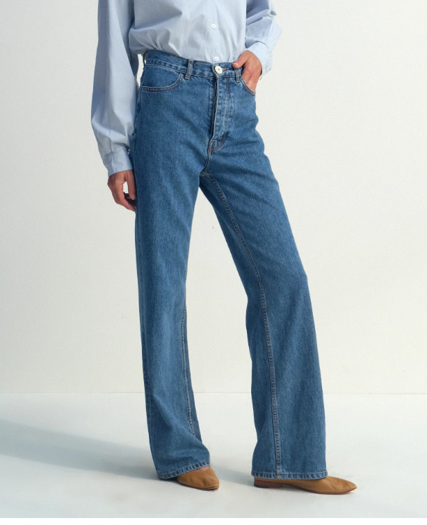 JESSE KAMM Alta Jeans Cowboy Blue High Rise Bootcut Japanese Denim NEW NWT