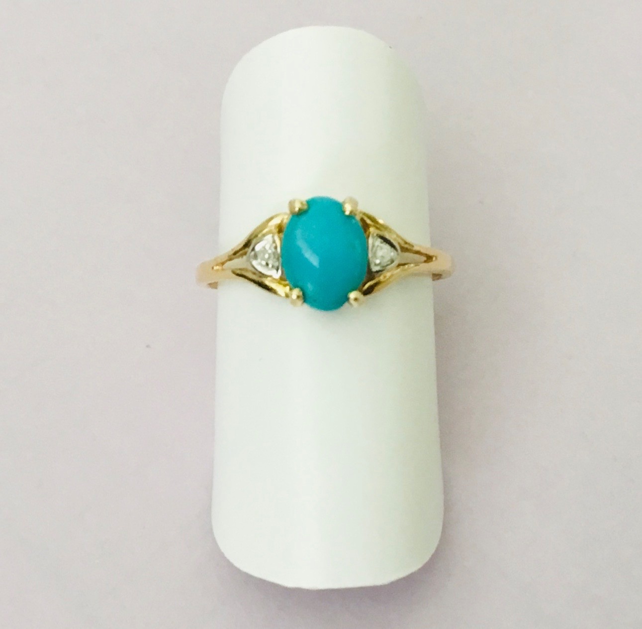 Dainty   Natural  Turquoise Gemstone & Diamonds  In Solid  14K  Gold  Rings  NEW