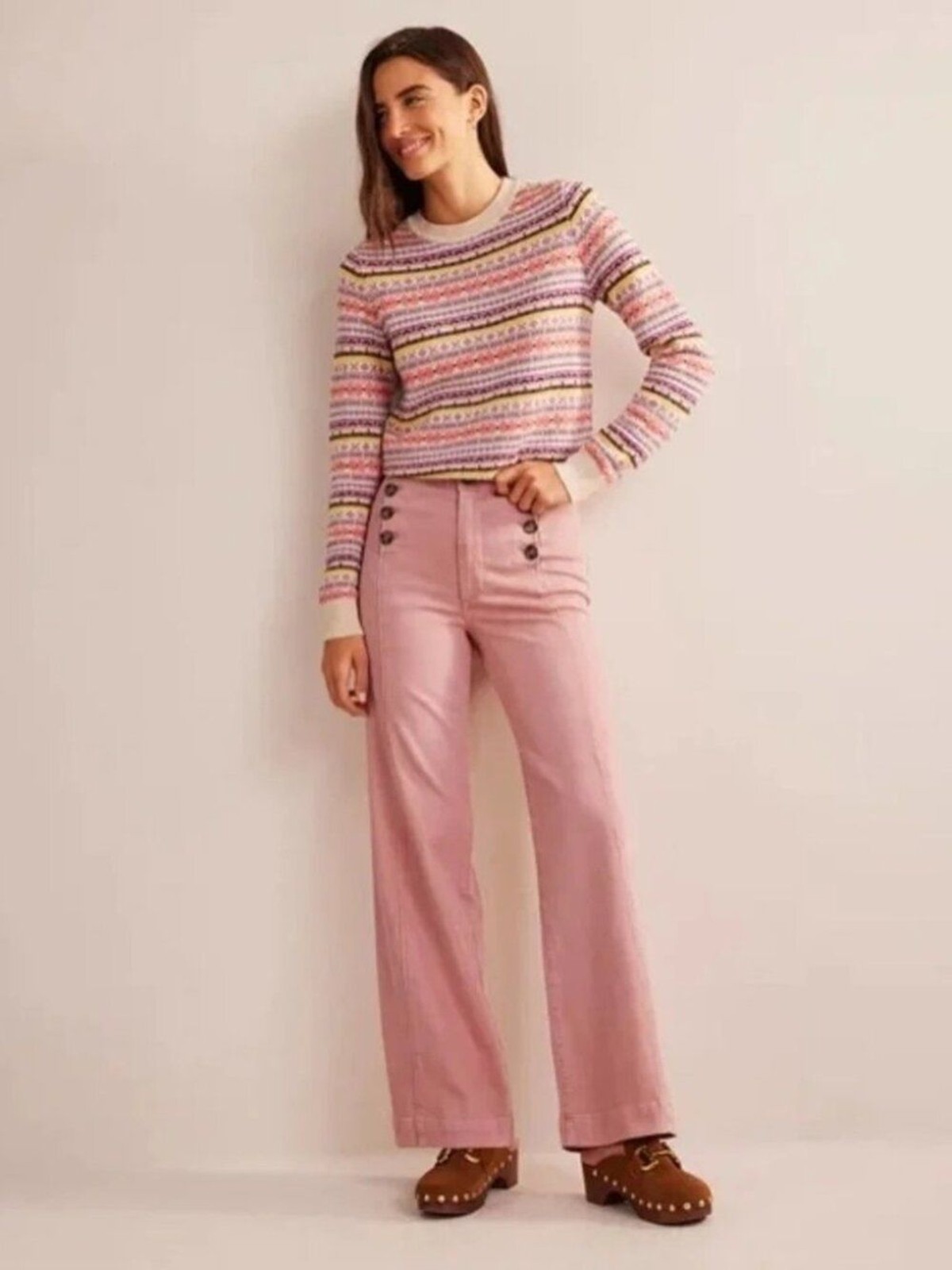 BODEN Sailor Wide Leg Trousers High Waisted Nautical Size 16-18