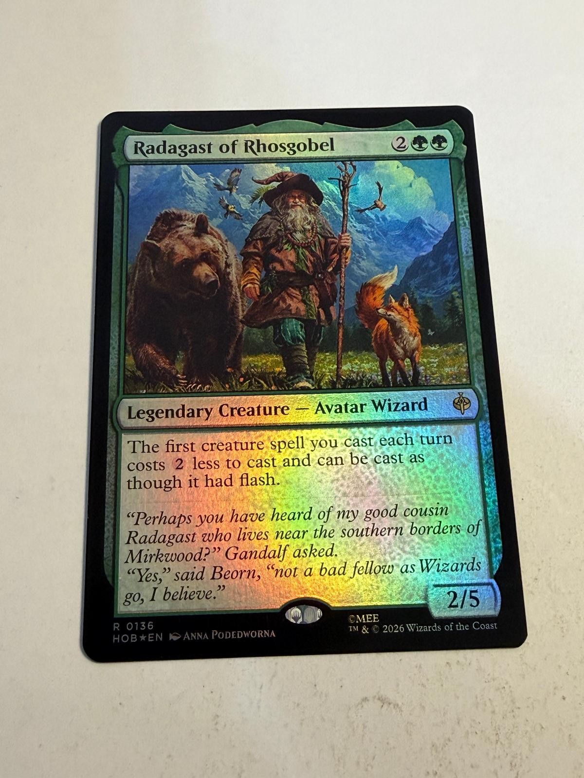 Radagast of Rhosgobel 136 Rare The Hobbit Magic: The Gathering Foil Near Mint Radagast of Rhosgobel 136 Rare The Hobbit Magic: The Gathering Foil Near Mint