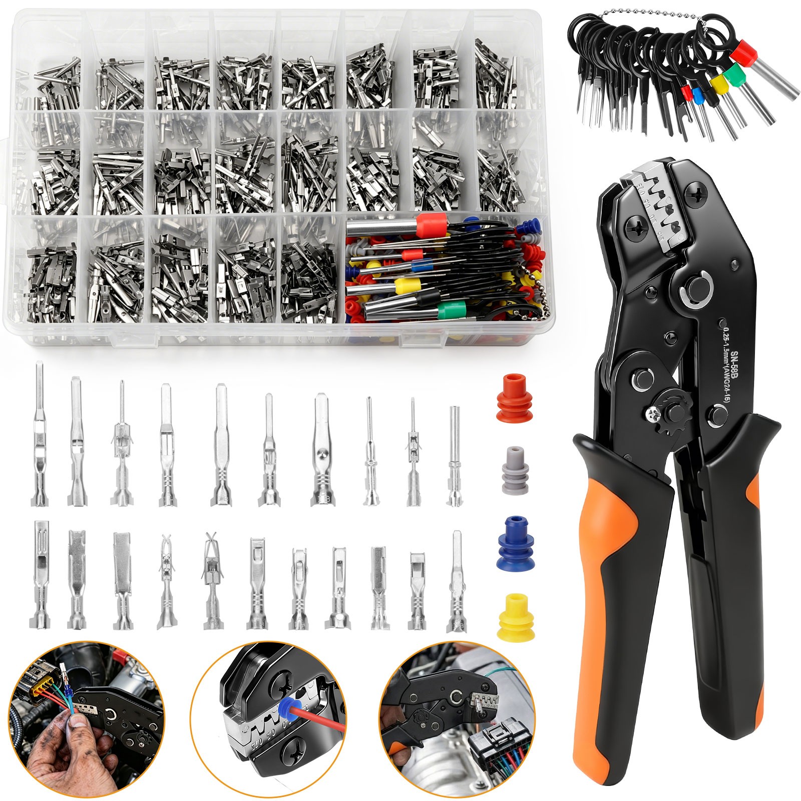 820PC Automotive Electrical Wire Connector Terminal Pin Kit Crimper Removal Tool