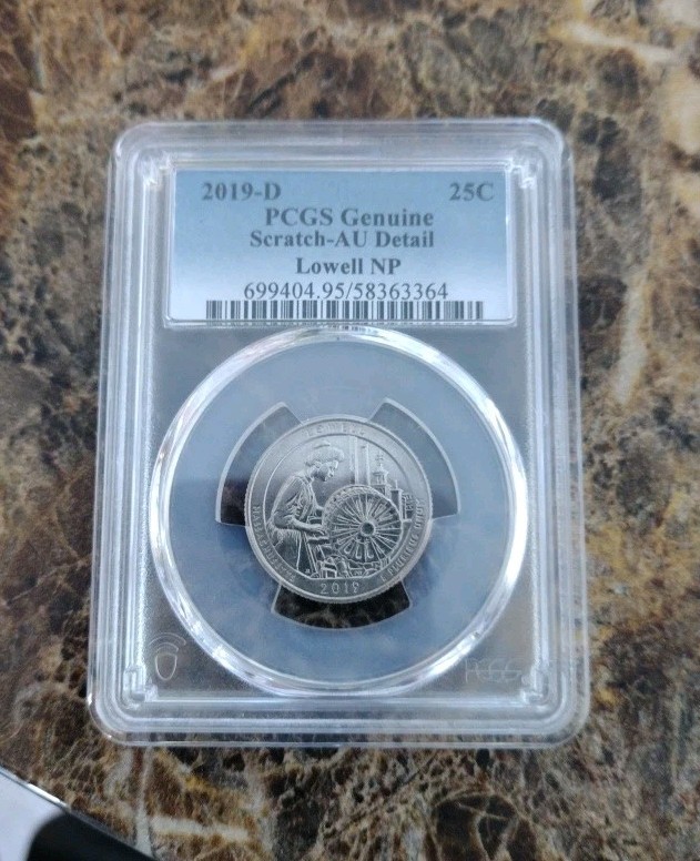 2019 D 25¢ PCGS Genuine Scratch. AU. Detail Lowell NP 2019 D 25¢ PCGS Genuine Scratch. AU. Detail Lowell NP