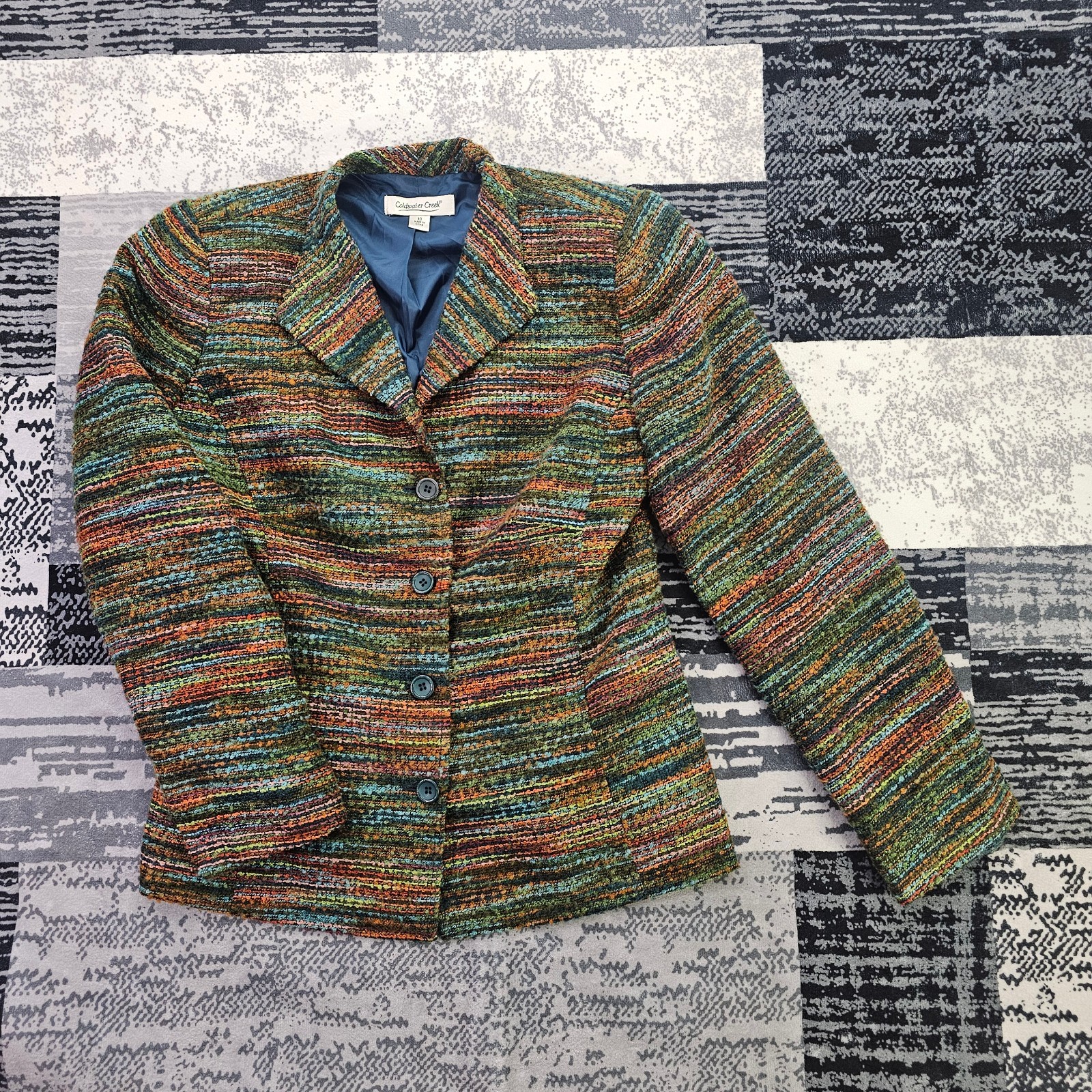 Coldwater Creek Women\'s 10 Blazer Jacket Multicolor Textured Lined Coldwater Creek Women\'s 10 Blazer Jacket Multicolor Textured Lined