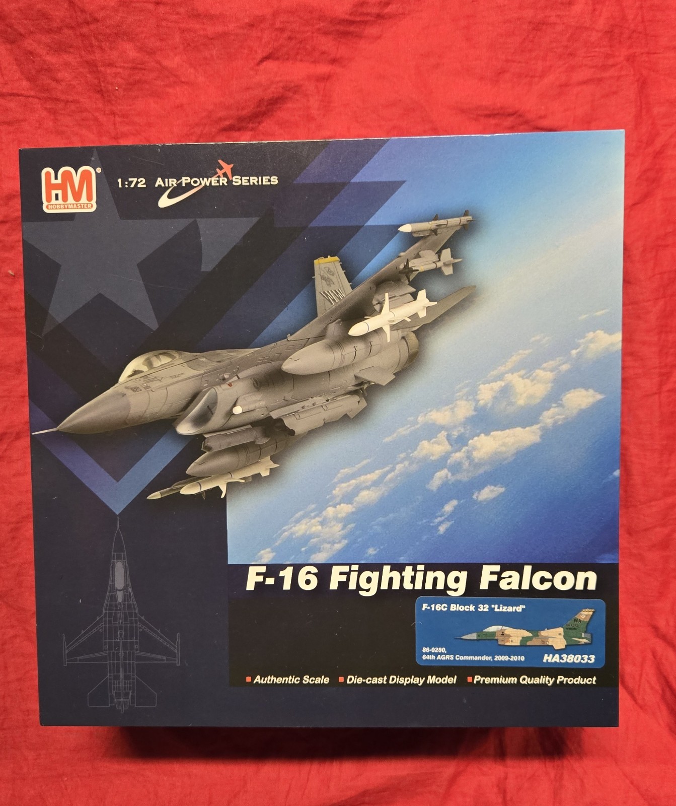 1/72 Hobby Master F-16C Fighting Falcon 'Lizard' 64th AGRS HA38033 diecast model