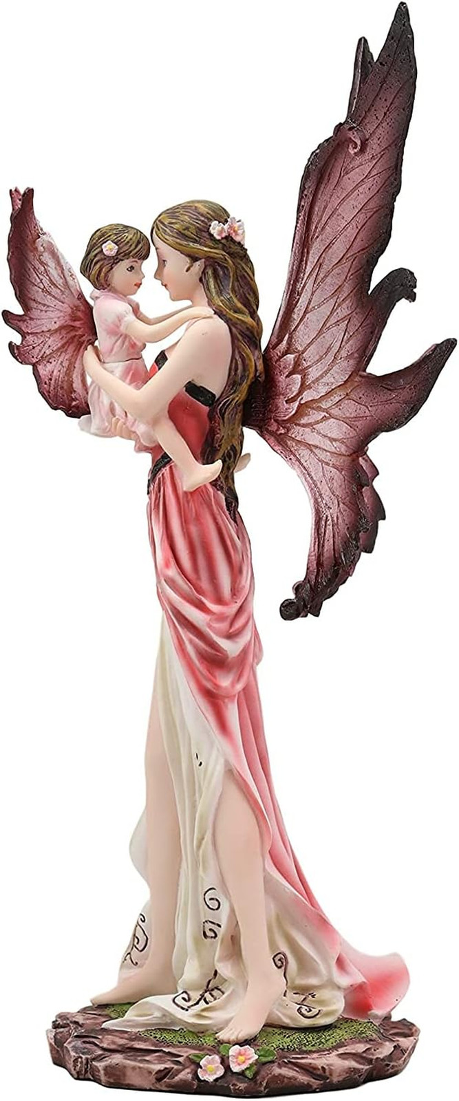 Ebros I Love You Pastel Magenta Pink Fairy Mother Carrying Child Daughter Statue Ebros I Love You Pastel Magenta Pink Fairy Mother Carrying Child Daughter Statue