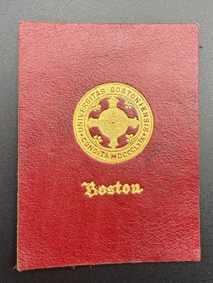 c1910 Boston University BU Tobacco Leather Cigarette Premium Antique