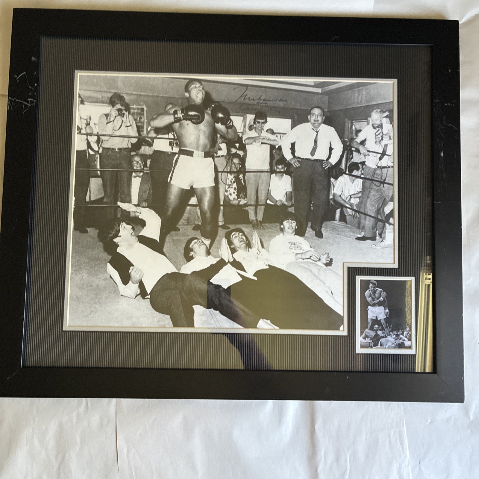 Framed Autographed Muhammad Ali (AKA Cassius Clay) Meeting The Beatles