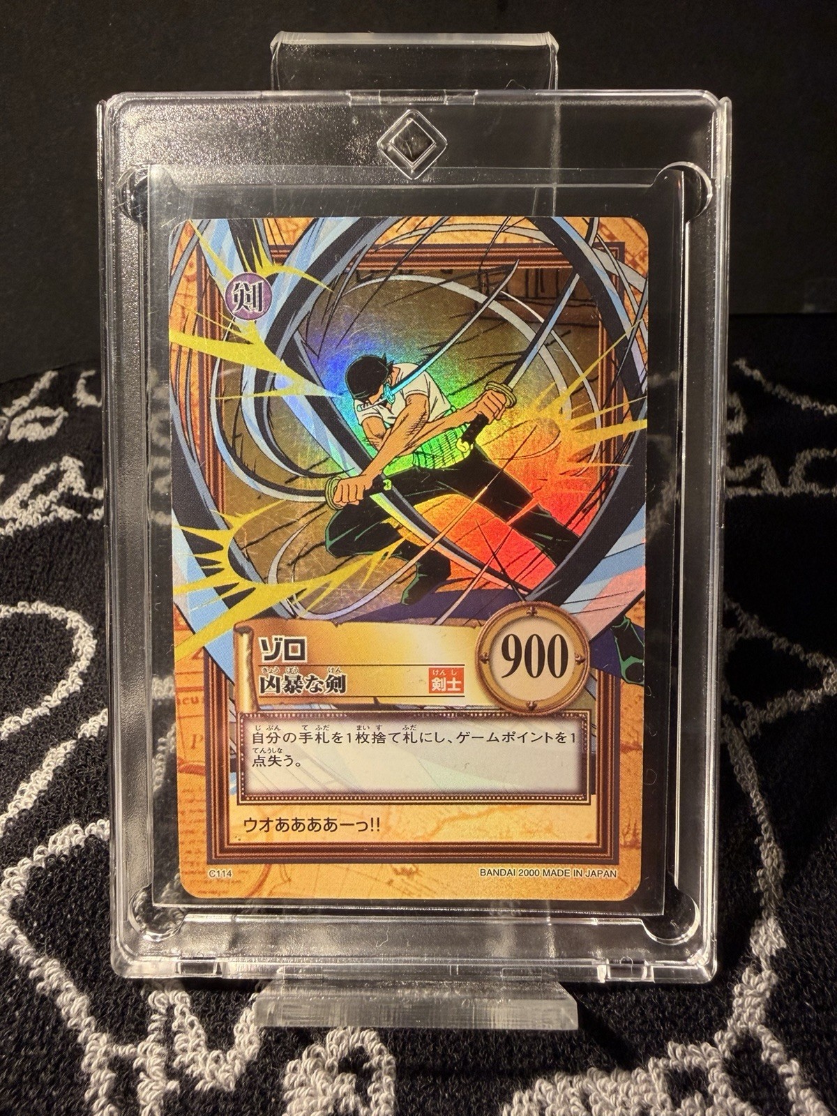 2000 Bandai One Piece Carddass Hyper Battle Zoro C114 Japanese Foil Vintage 2000 Bandai One Piece Carddass Hyper Battle Zoro C114 Japanese Foil Vintage