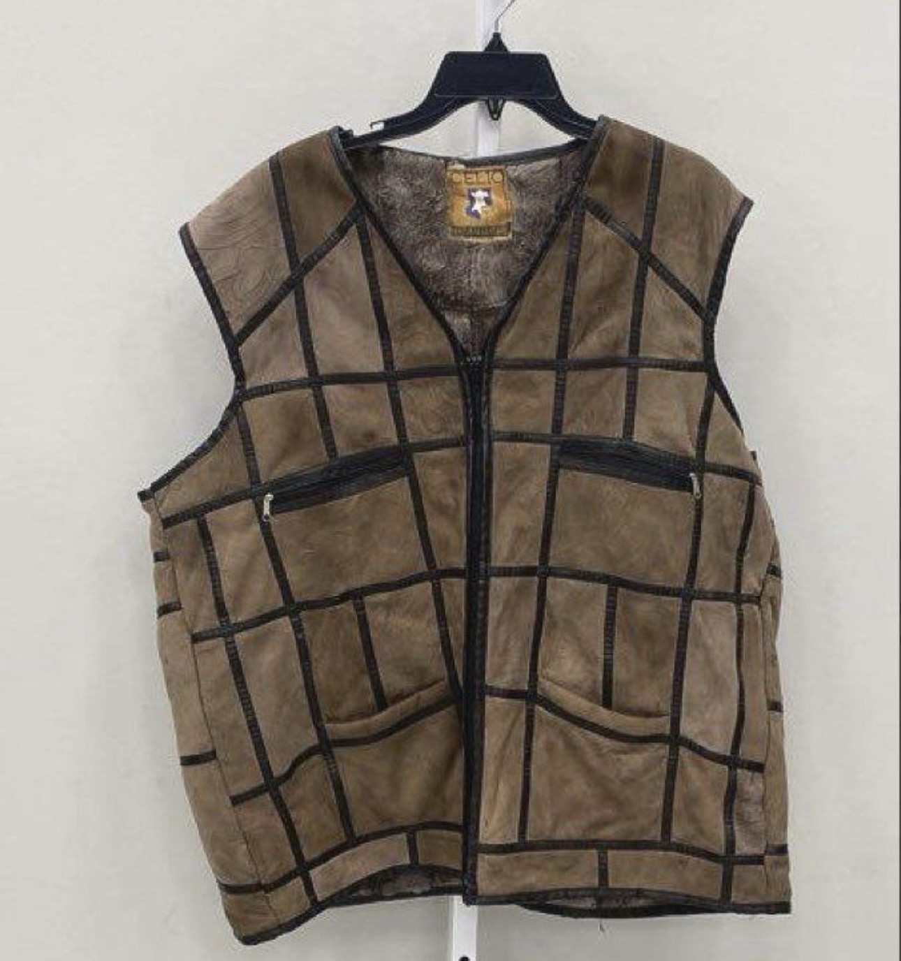 90s Y2K Celio Natural Real Lambs Skin VEST Soft Windowpane Embossed 2xl Xxl 52w 90s Y2K Celio Natural Real Lambs Skin VEST Soft Windowpane Embossed 2xl Xxl 52w