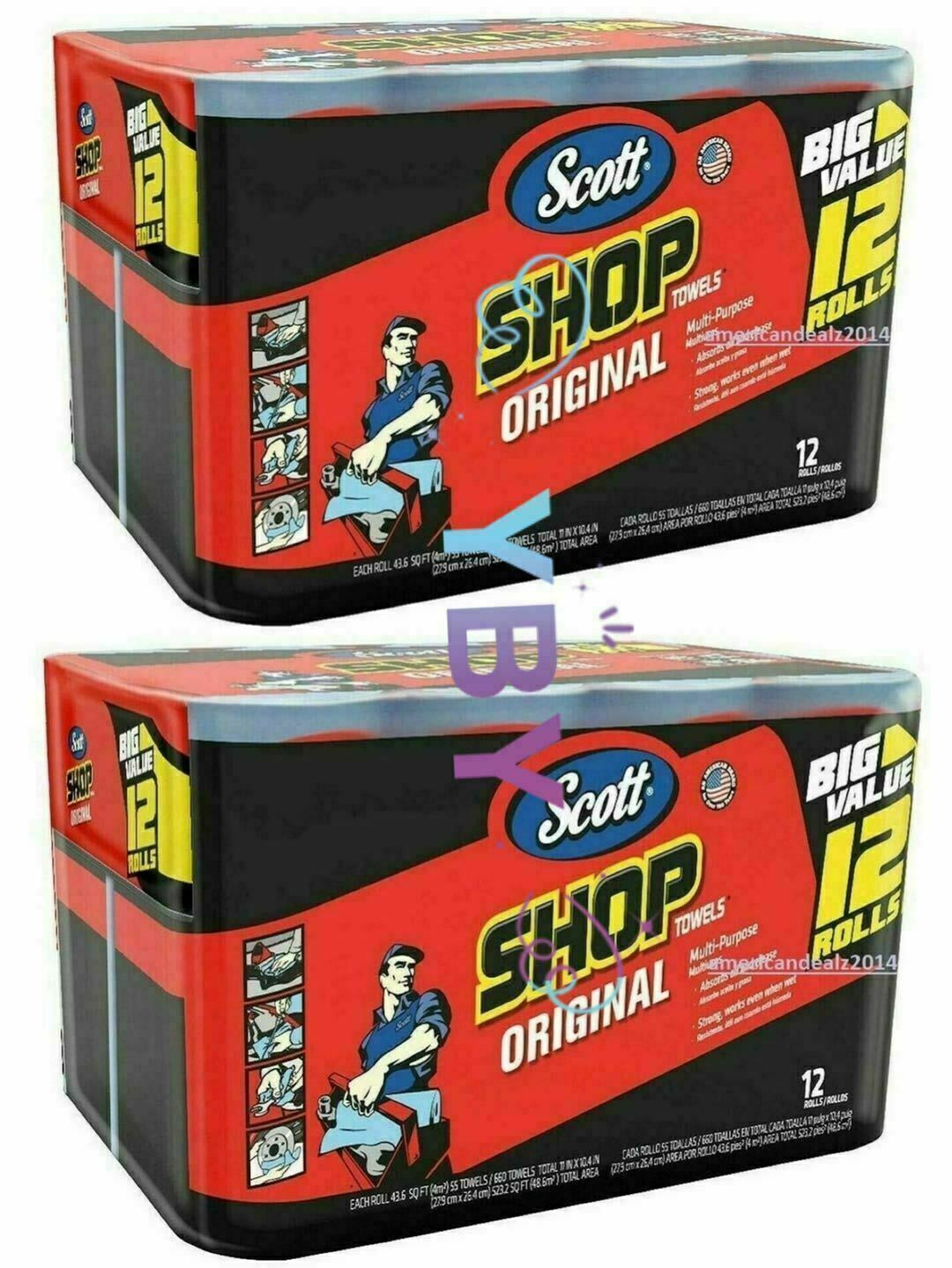 SCOTT Blue Original Multi Purpose Paper Shop Towels 55 Sheets Roll 24 Rolls SCOTT Blue Original Multi Purpose Paper Shop Towels 55 Sheets Roll 24 Rolls
