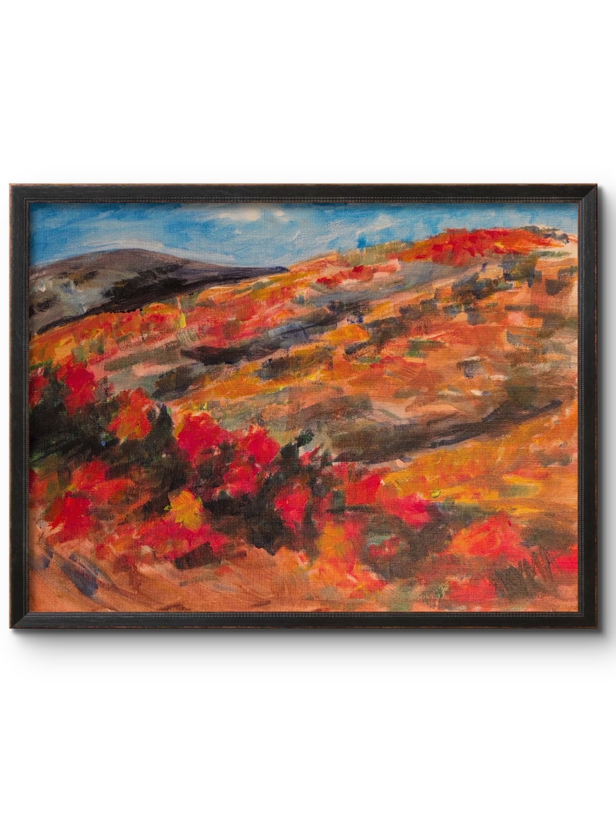KYMA Original 12x16 Impressionist Autumn Hillside Landscape Painting Signed Wall
