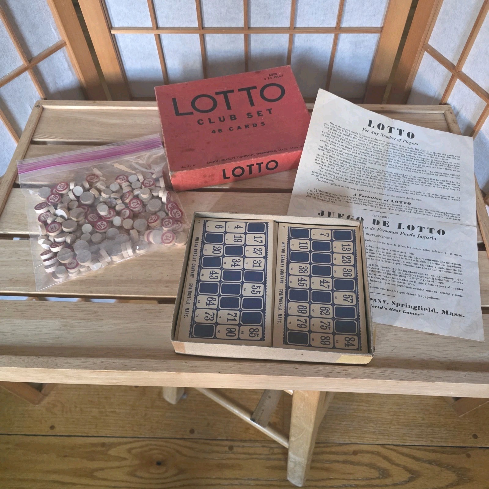 Vintage Lotto Club Set 47 Card Milton Bradley No 4116 With Instructions