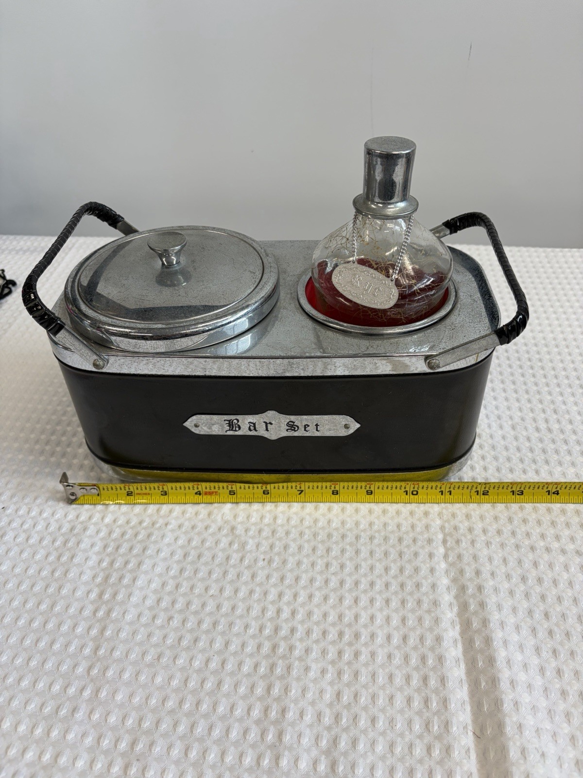 Vintage Tilso Japan Musical Bar Set Ice Bucket Decanter Chrome MCM Works